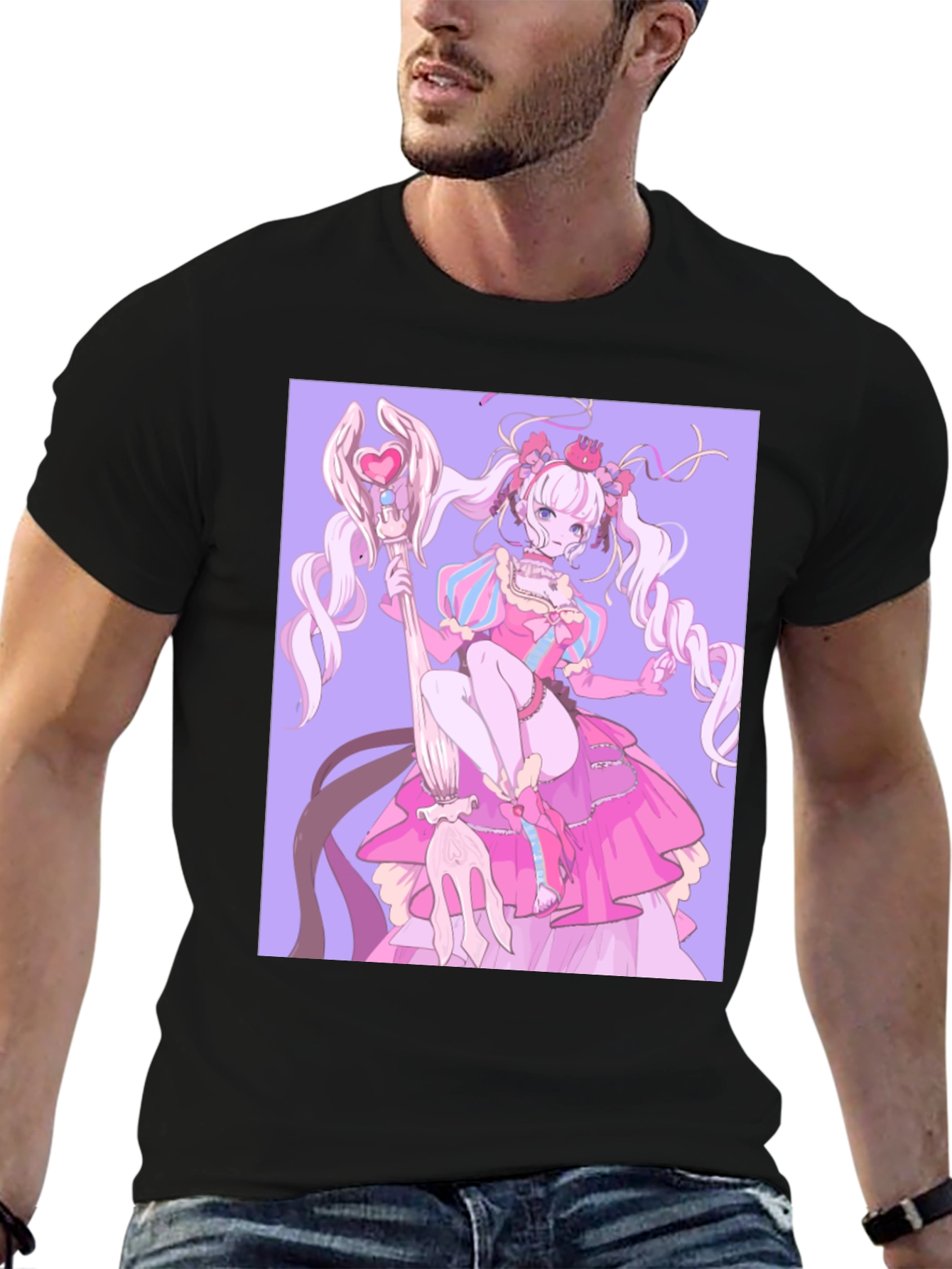 Anime Girl Graphic Black T-Shirt