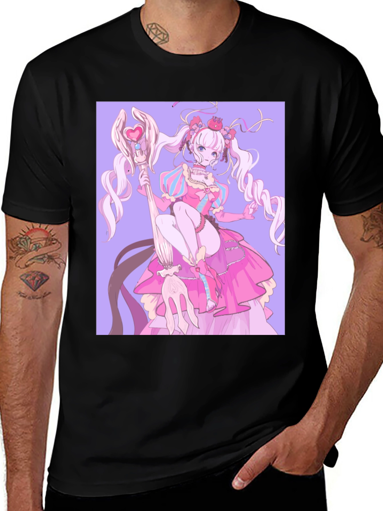 Anime Girl Graphic Black T-Shirt
