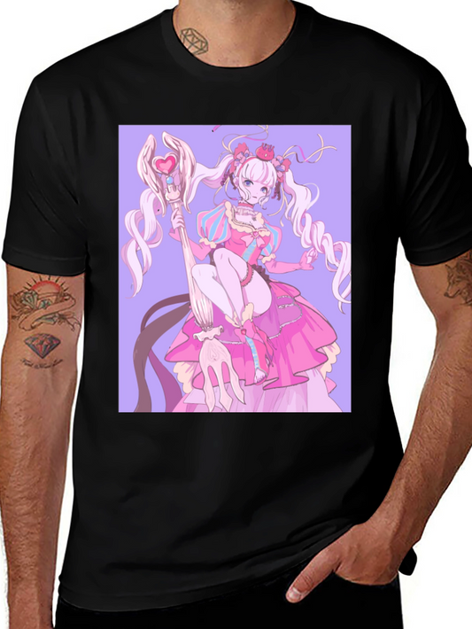 Anime Girl Graphic Black T-Shirt