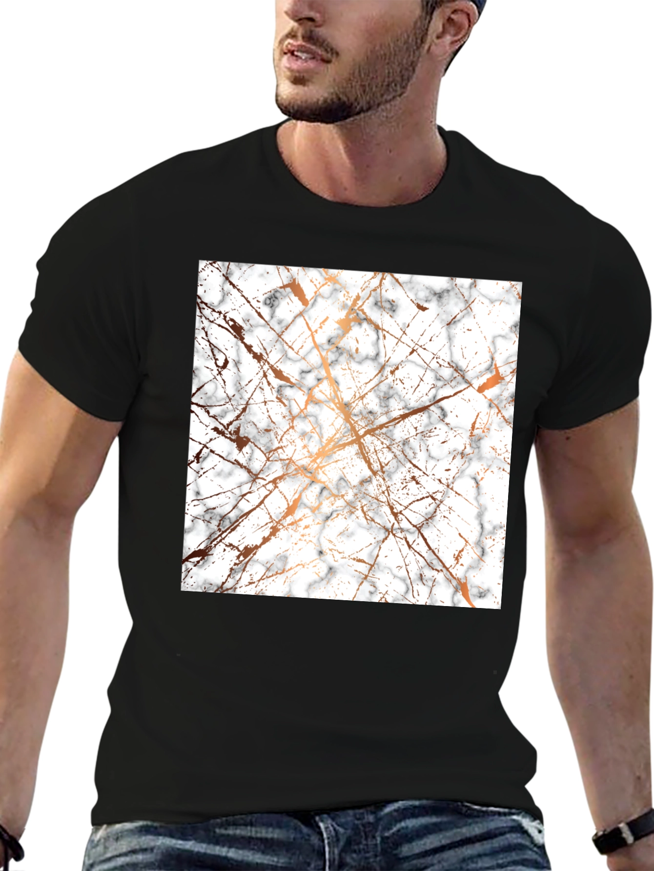 Marble Pattern Black T-Shirt