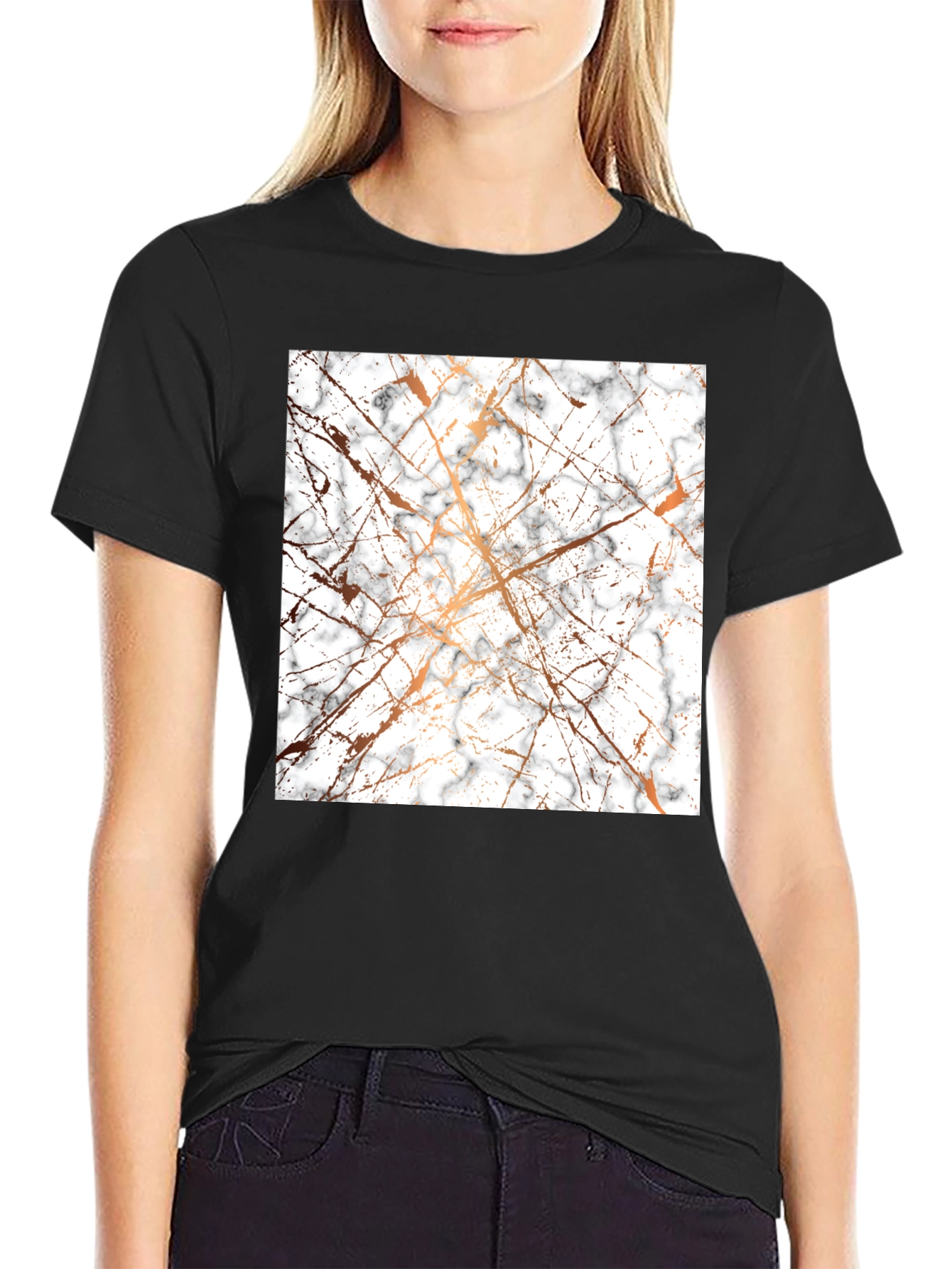 Marble Pattern Black T-Shirt