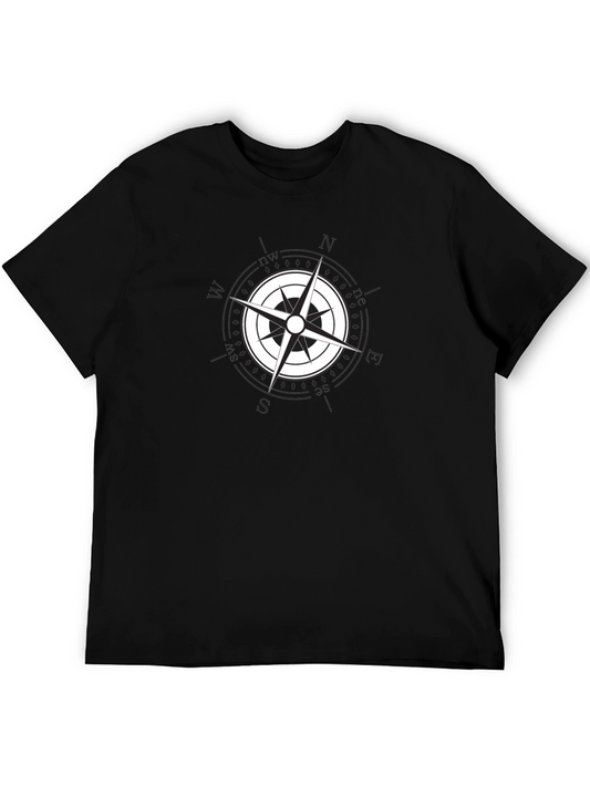Nautical Compass Rose Graphic Black T-Shirt