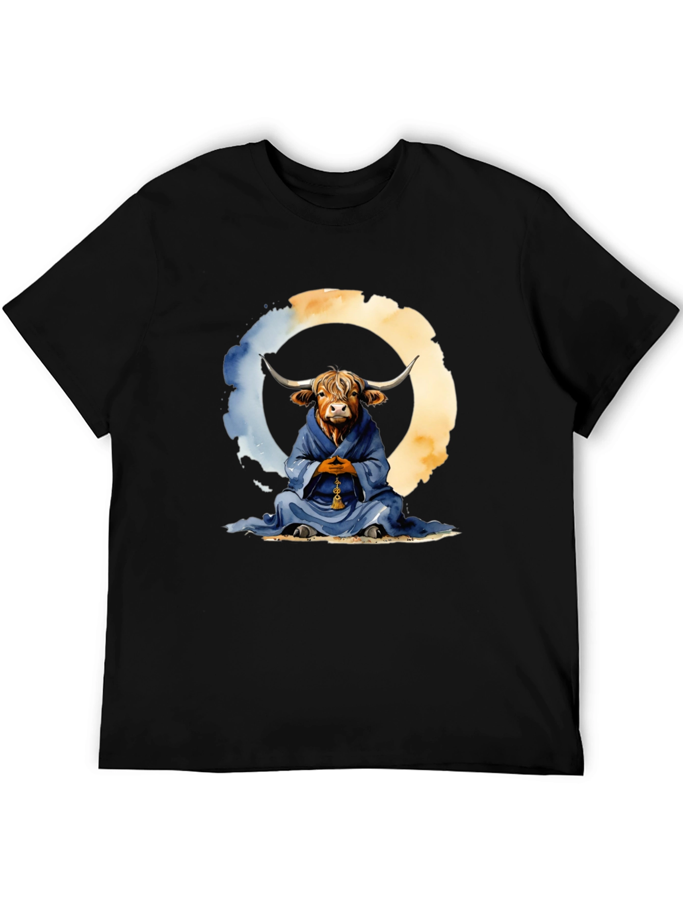 Meditating Highland Cow T-Shirt - Zen Bull Tee
