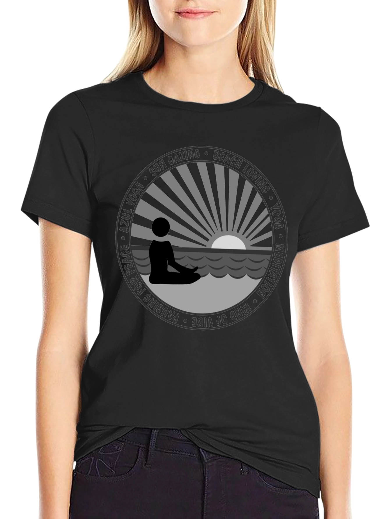 Yoga Meditation Beach Graphic Tee