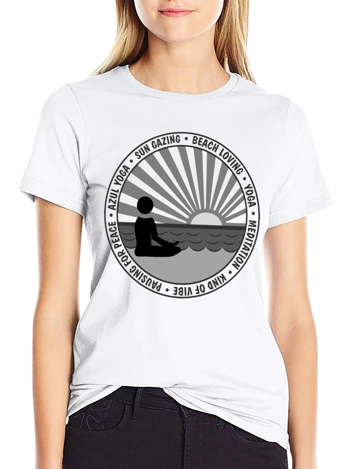 Yoga Meditation Beach Graphic Tee
