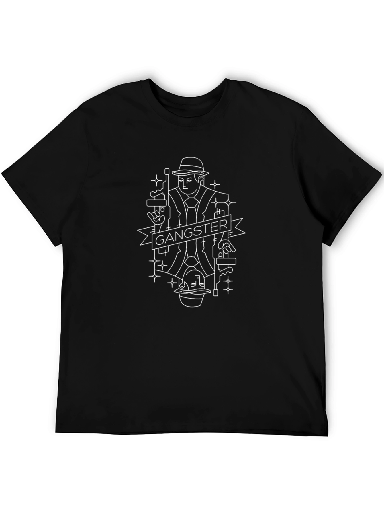 Gangster Graphic Print Black T-Shirt
