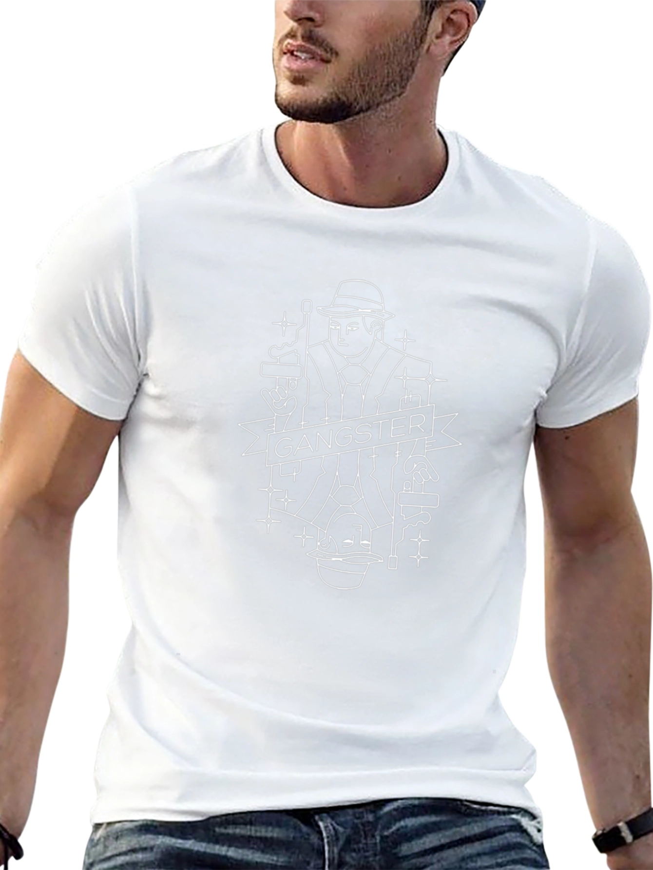Gangster Graphic Print Black T-Shirt