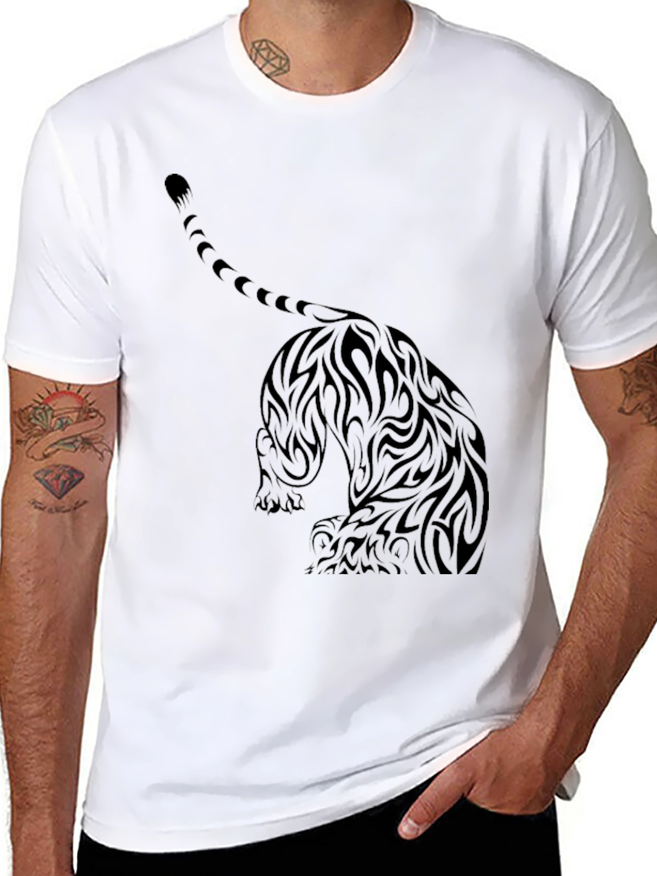 Tribal Tiger Graphic T-Shirt - Mens Black Tee