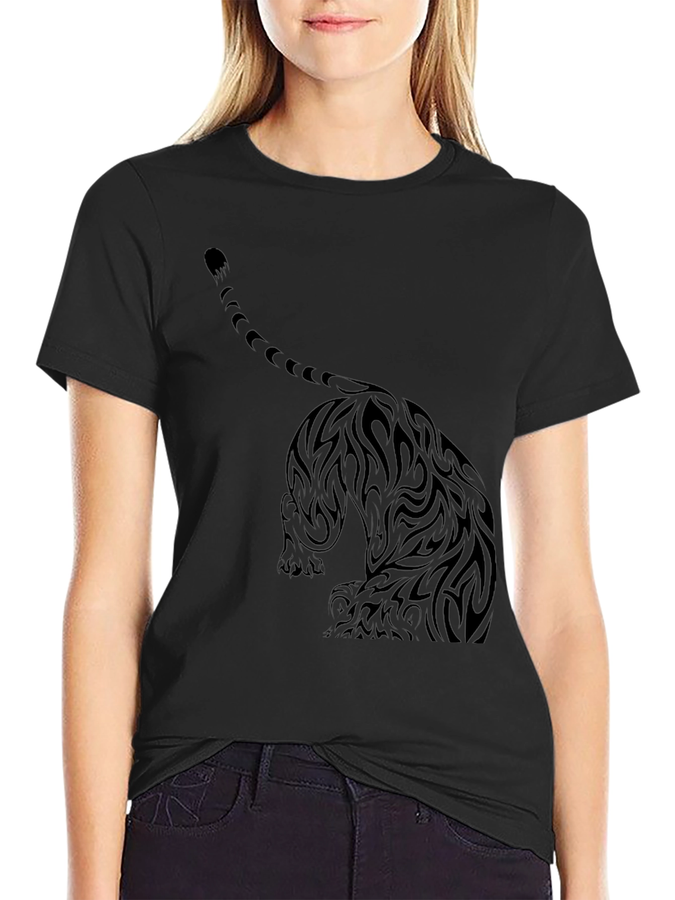 Tribal Tiger Graphic T-Shirt - Mens Black Tee