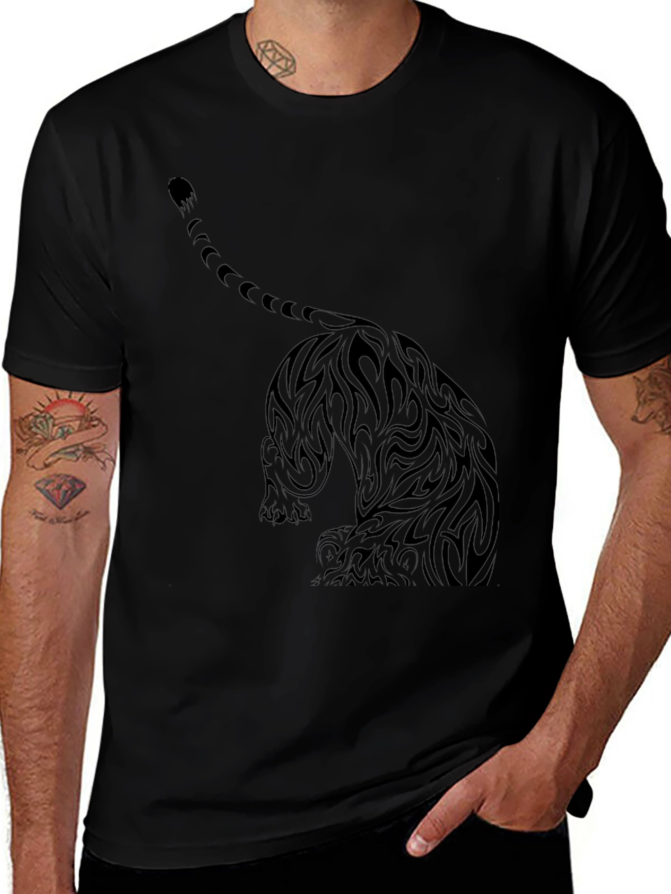 Tribal Tiger Graphic T-Shirt - Mens Black Tee