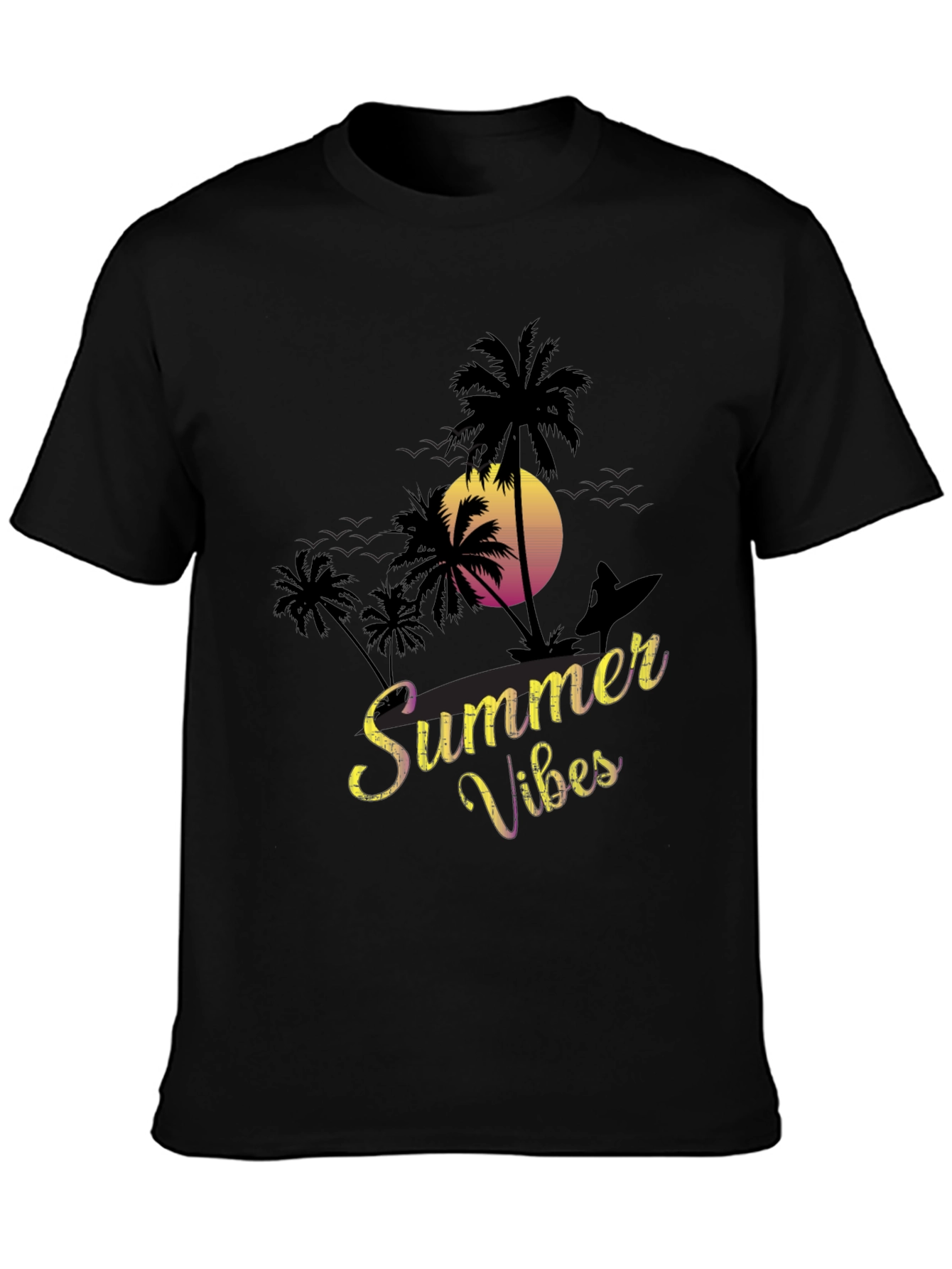 Summer Vibes T-Shirt - Beach Palm Tree Sunset Tee