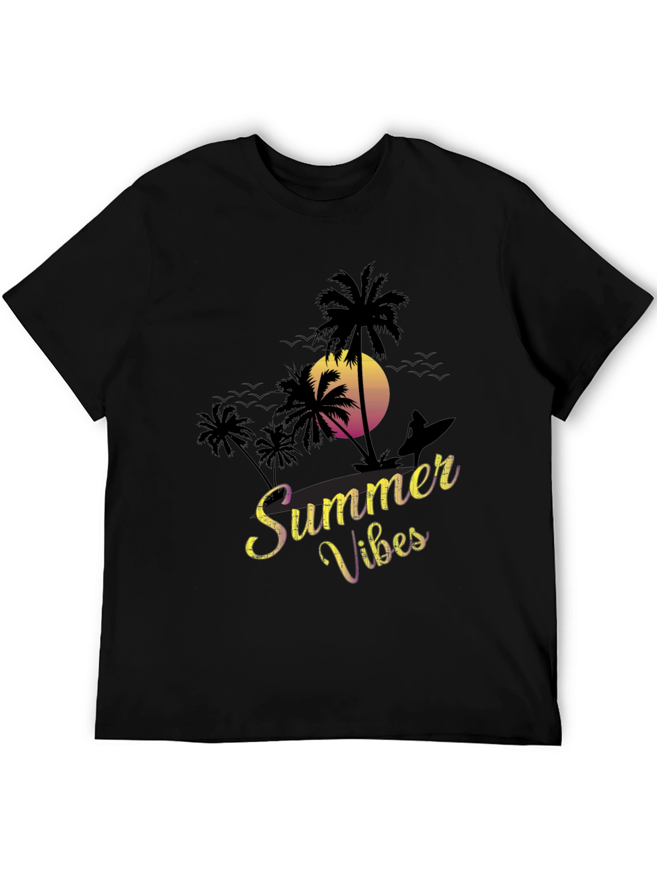 Summer Vibes T-Shirt - Beach Palm Tree Sunset Tee
