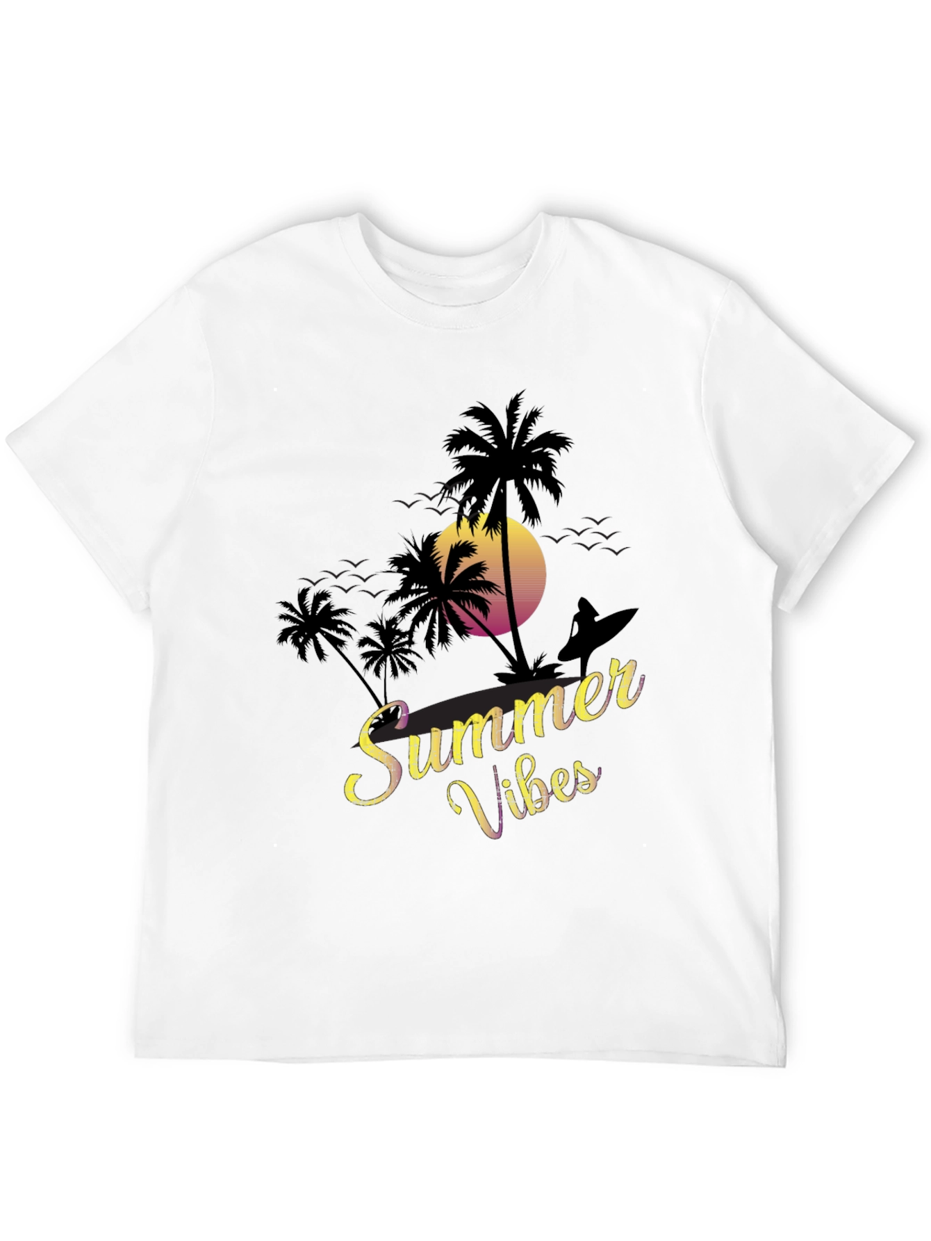 Summer Vibes T-Shirt - Beach Palm Tree Sunset Tee