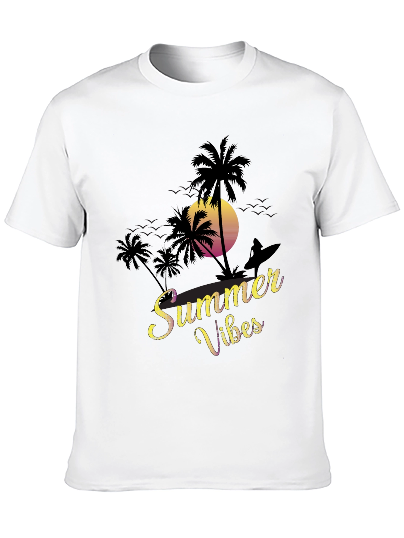 Summer Vibes T-Shirt - Beach Palm Tree Sunset Tee