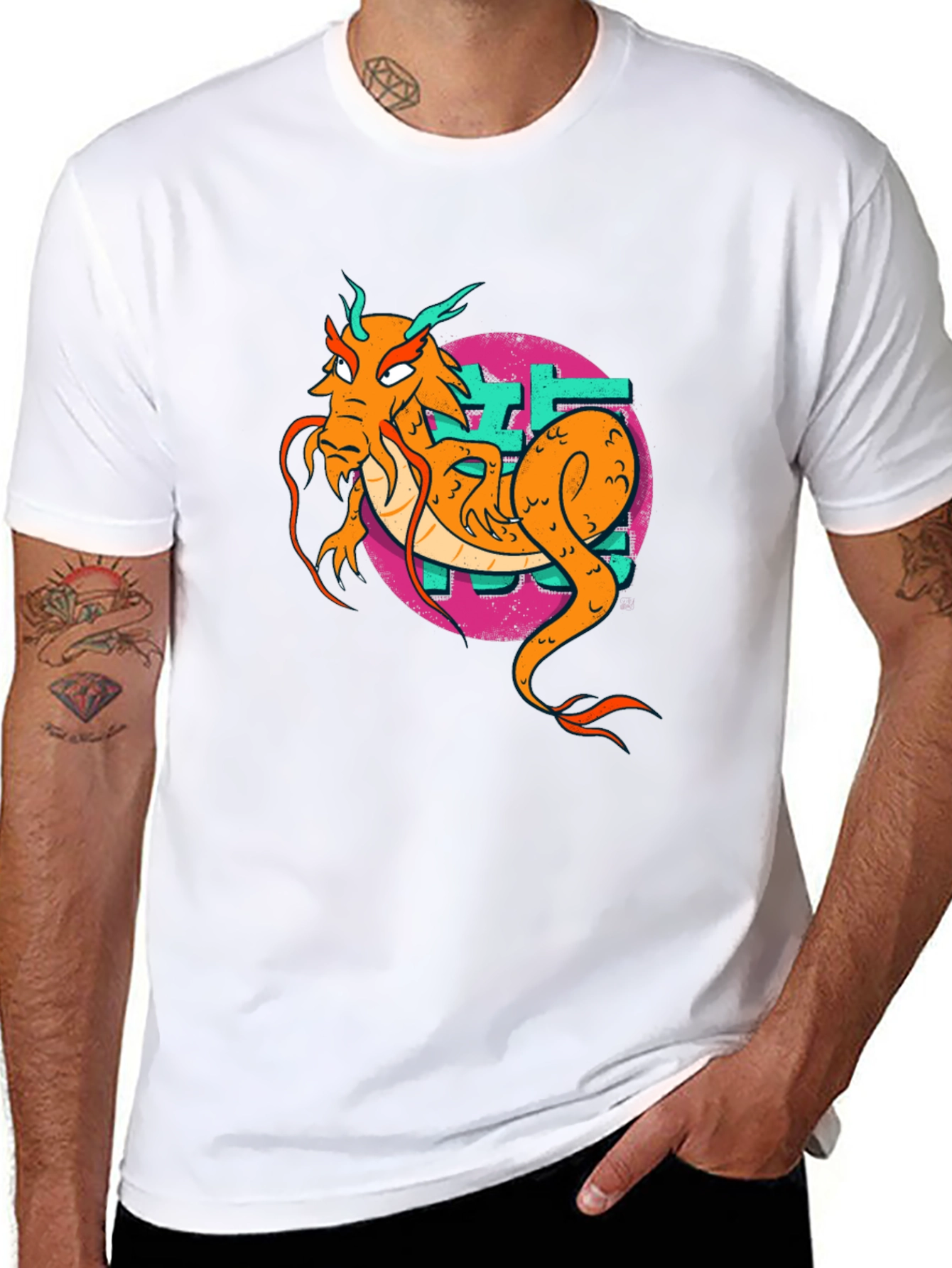 Dragon Graphic Print Tee - Cool Asian Style