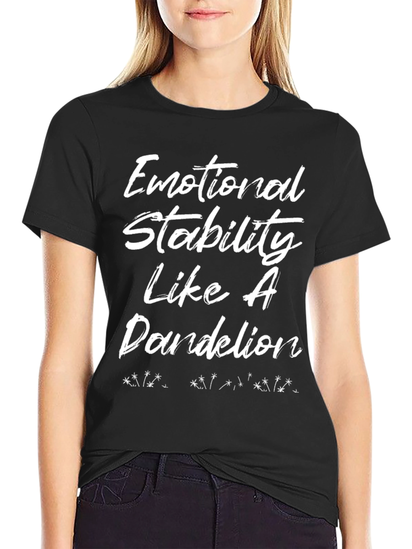 Emotional Stability Dandelion Black T-Shirt