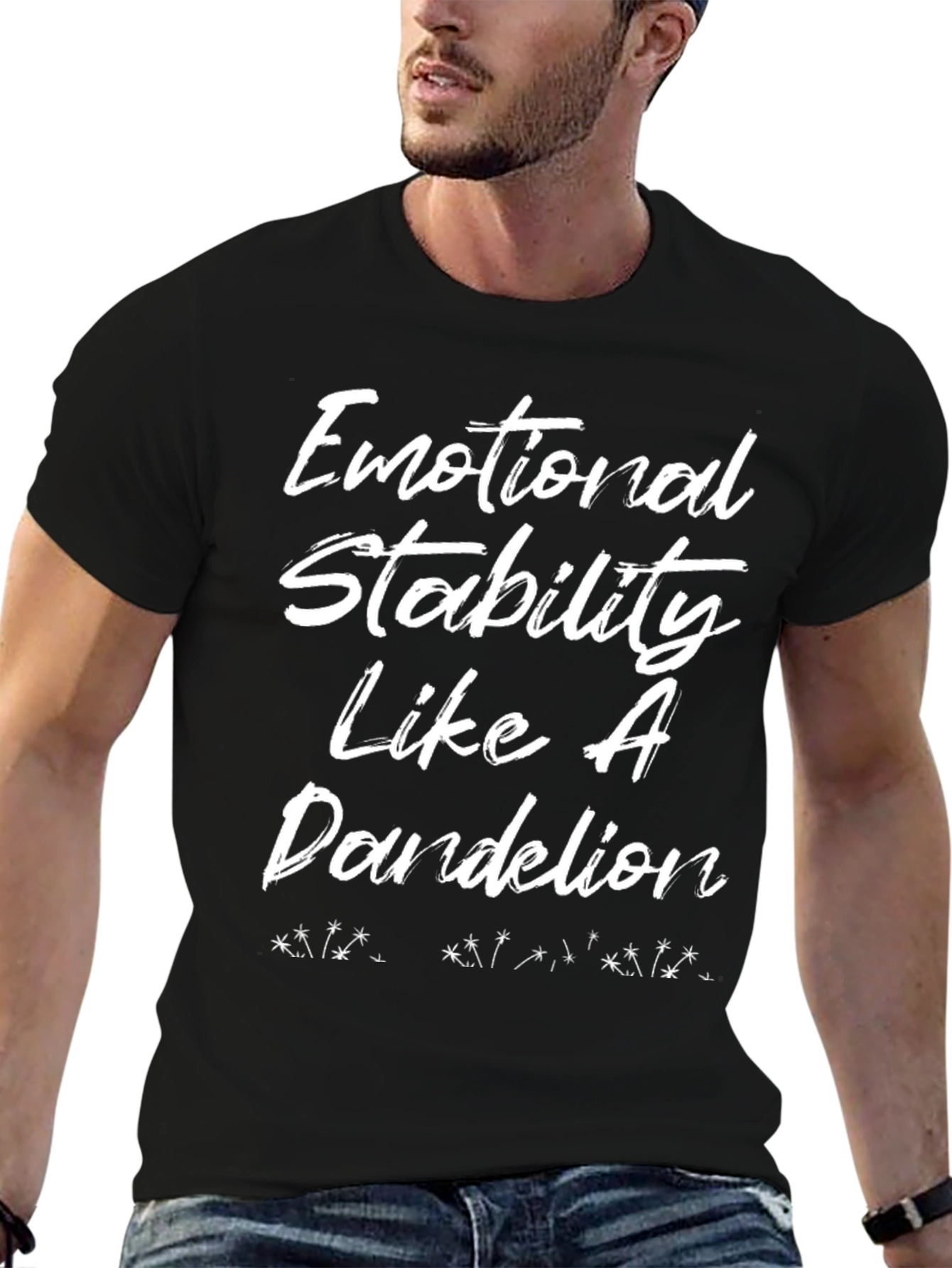 Emotional Stability Dandelion Black T-Shirt