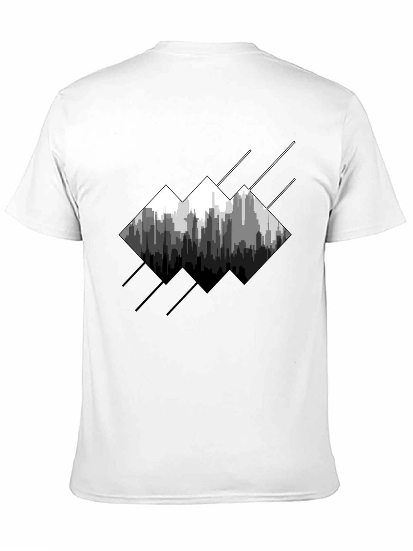 Modern Cityscape Graphic Tee - Mens Black T-Shirt