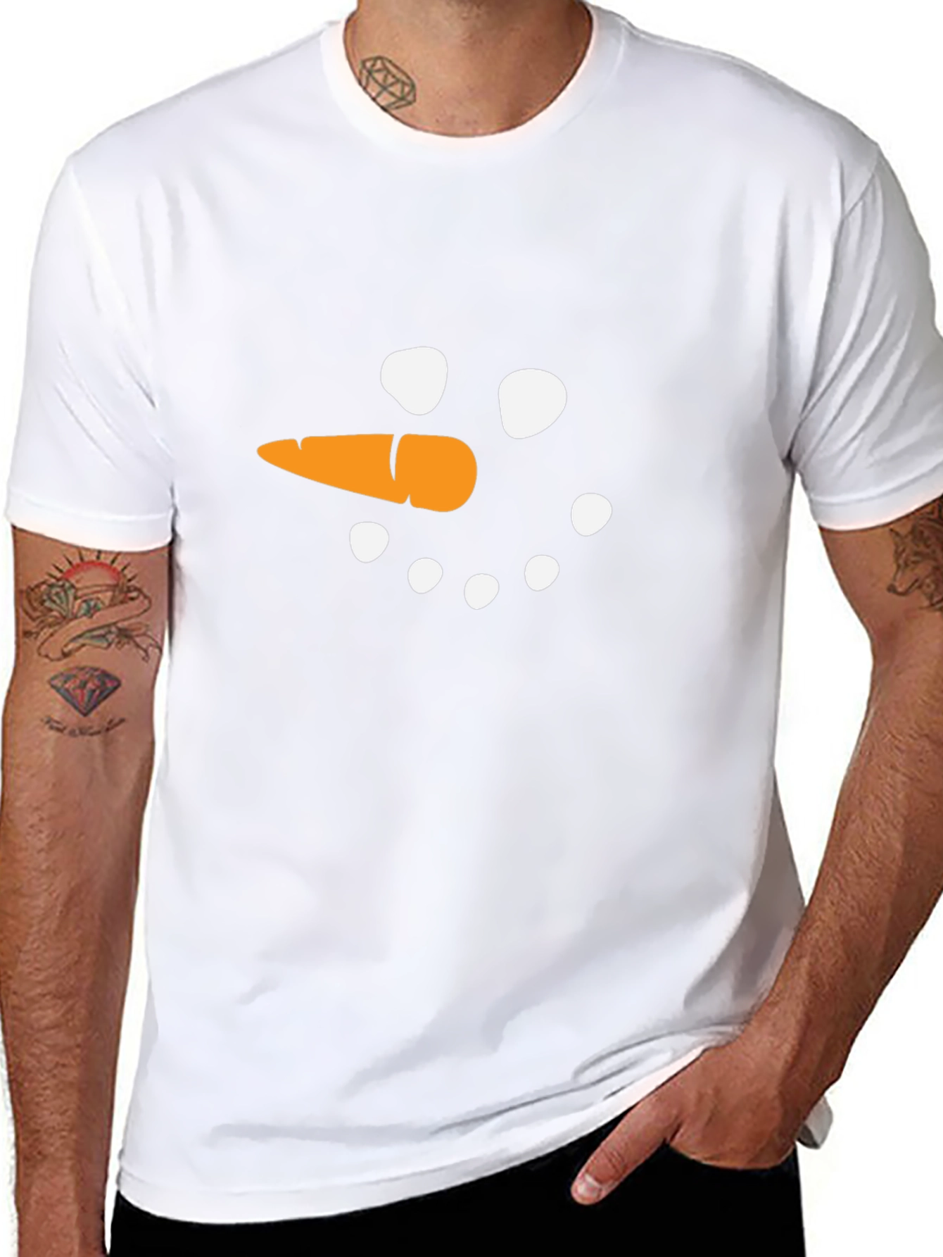Snowman Face Graphic Black T-Shirt
