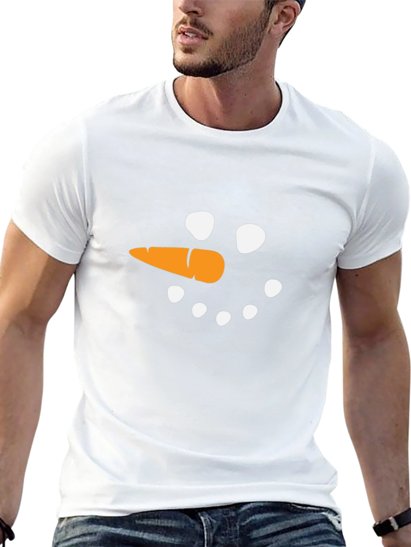 Snowman Face Graphic Black T-Shirt