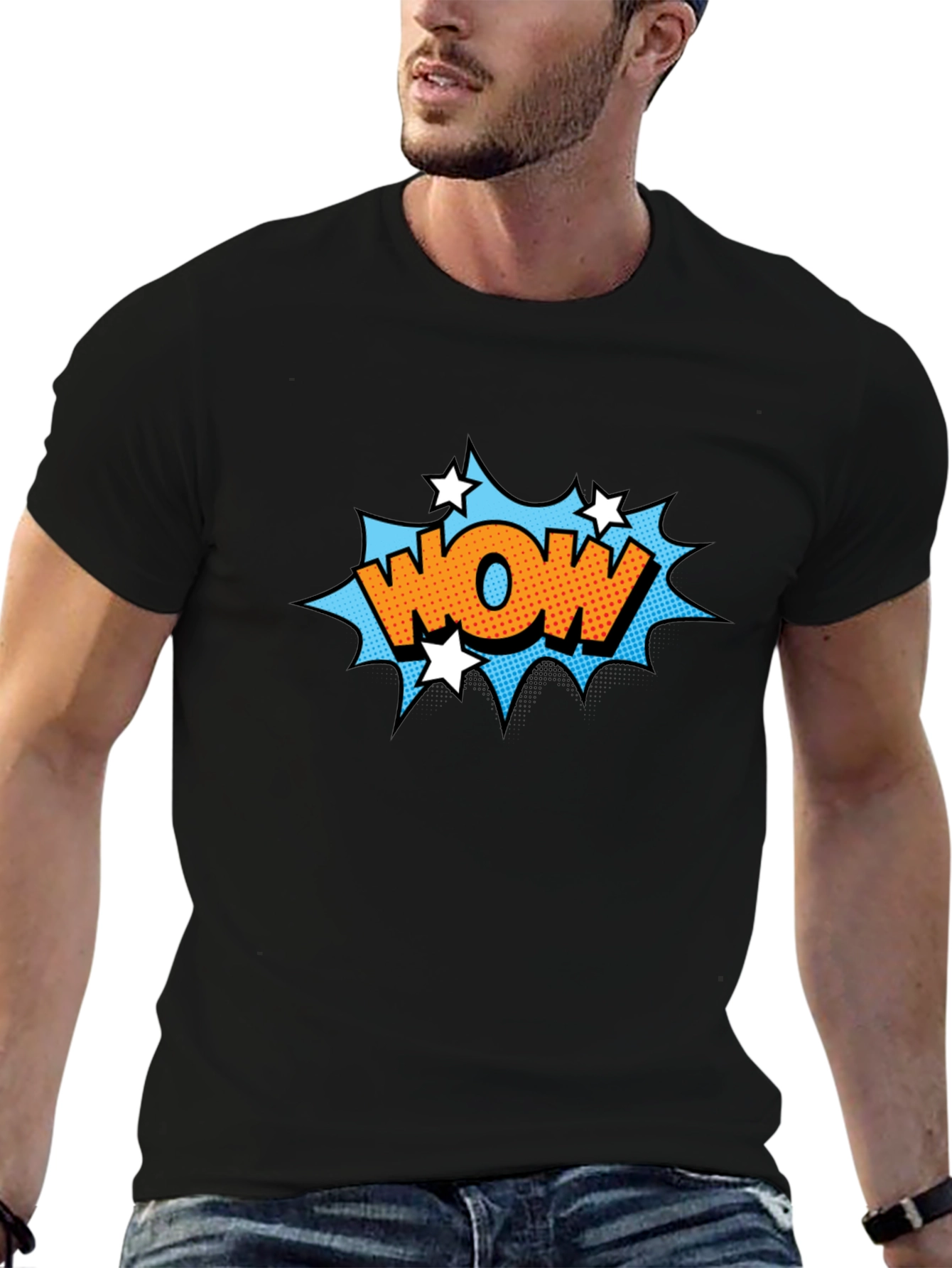 Wow Comic Graphic Black T-Shirt