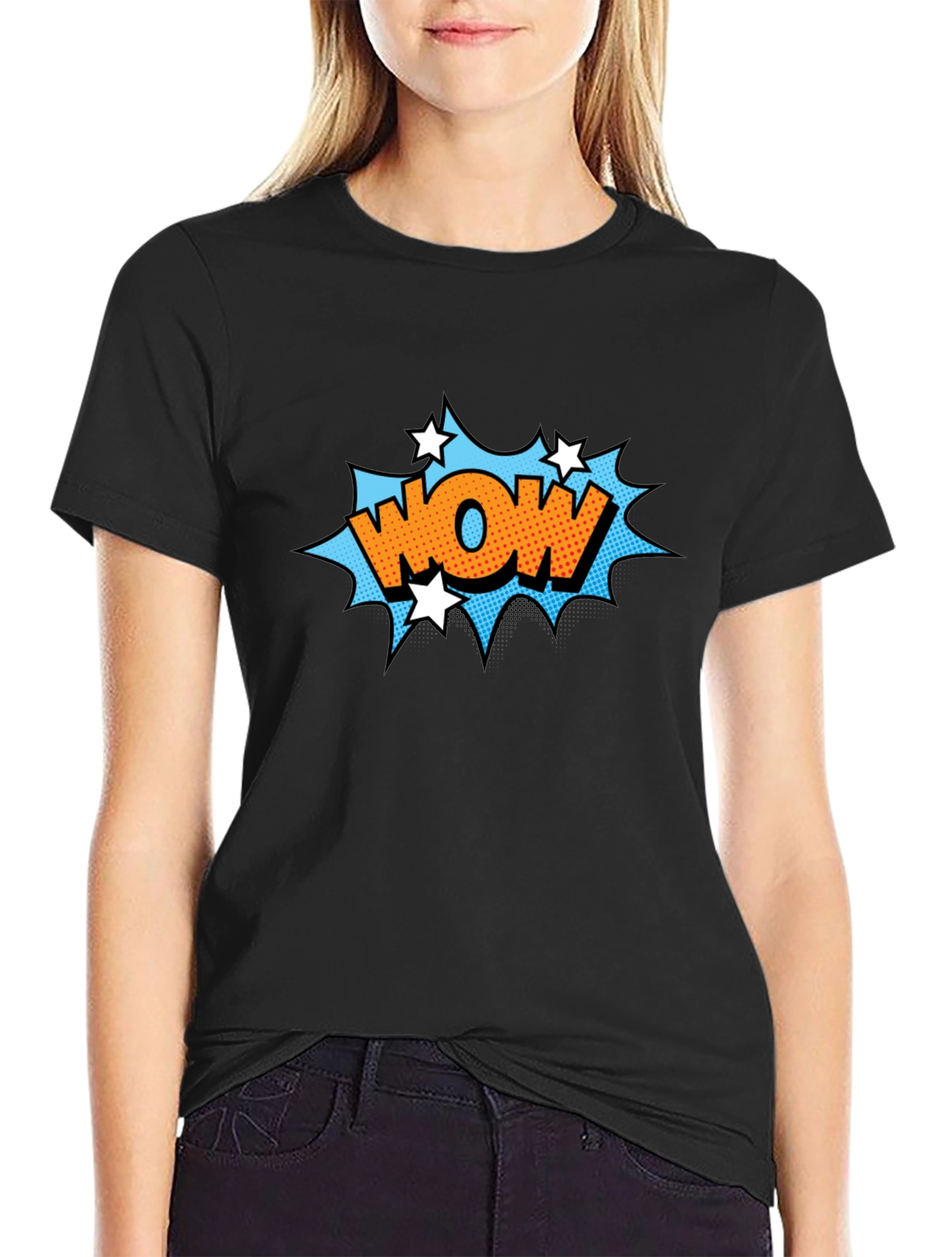 Wow Comic Graphic Black T-Shirt