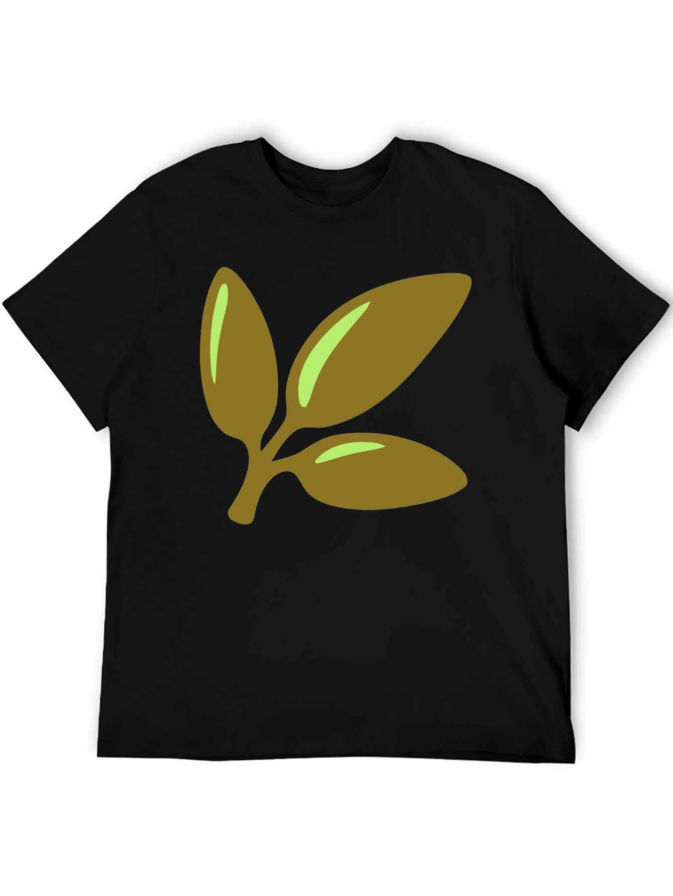 Leaf Branch Graphic Tee - Black Cotton Casual T-Shirt