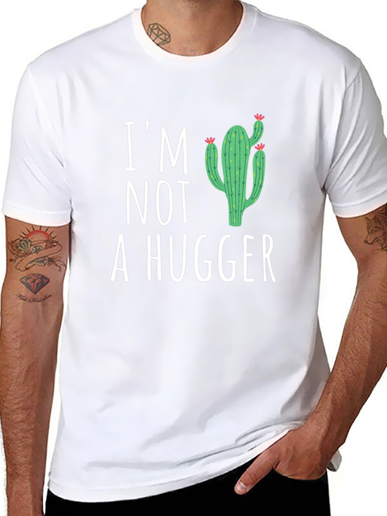 Im Not A Hugger Cactus Graphic T-Shirt