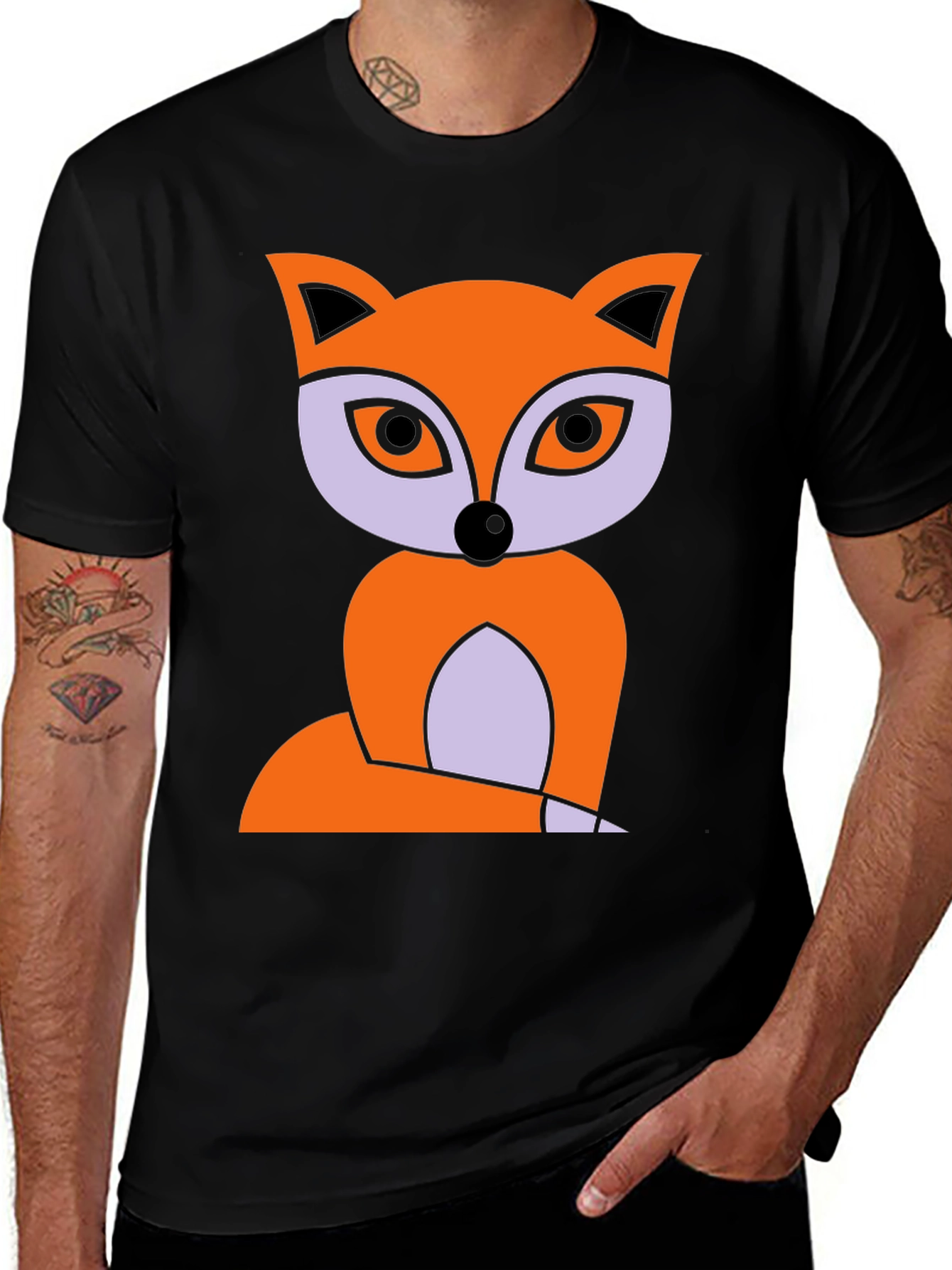Fox Graphic Print T-Shirt - Black Cotton Tee
