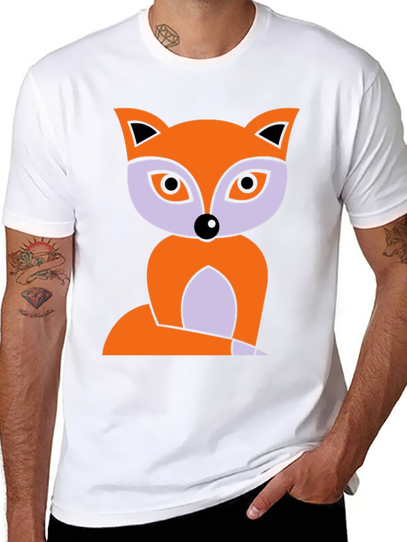 Fox Graphic Print T-Shirt - Black Cotton Tee