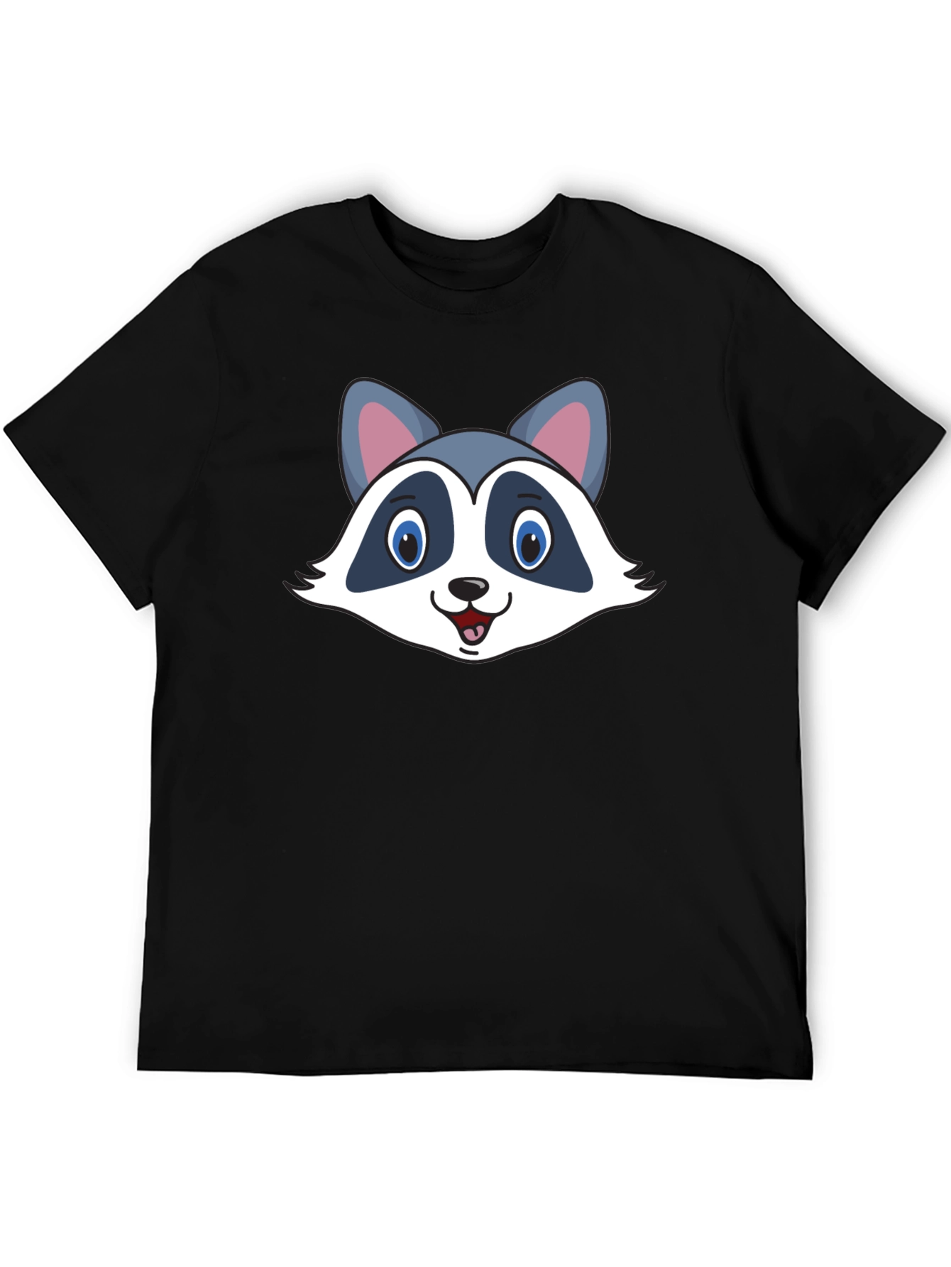 Cute Raccoon Graphic Black T-Shirt