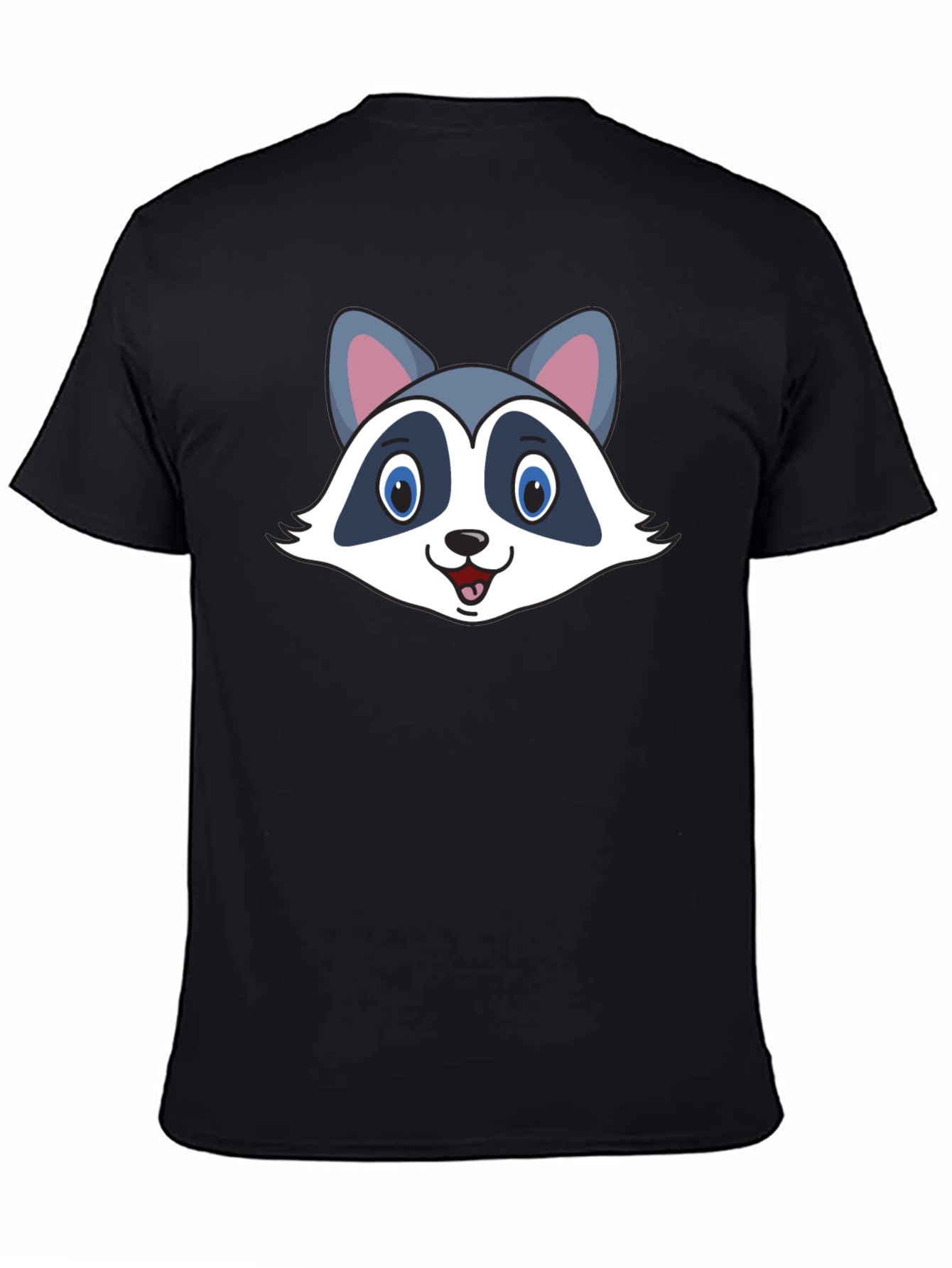 Cute Raccoon Graphic Black T-Shirt