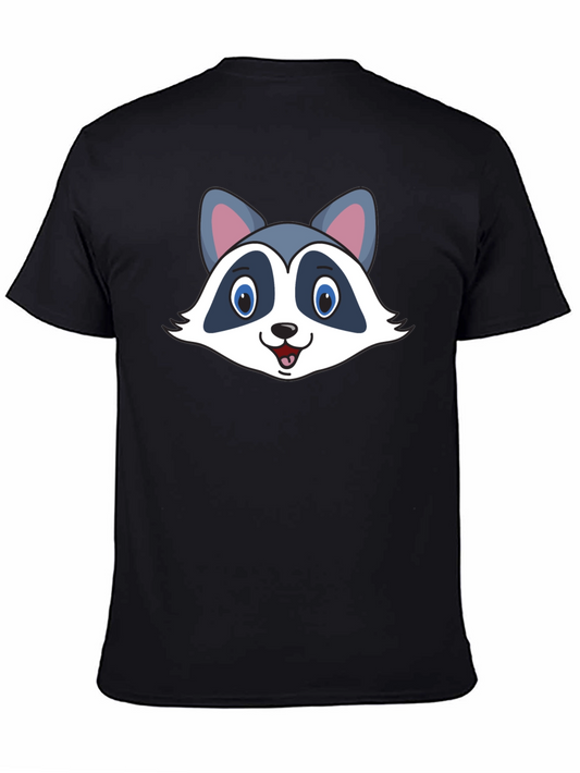 Cute Raccoon Graphic Black T-Shirt