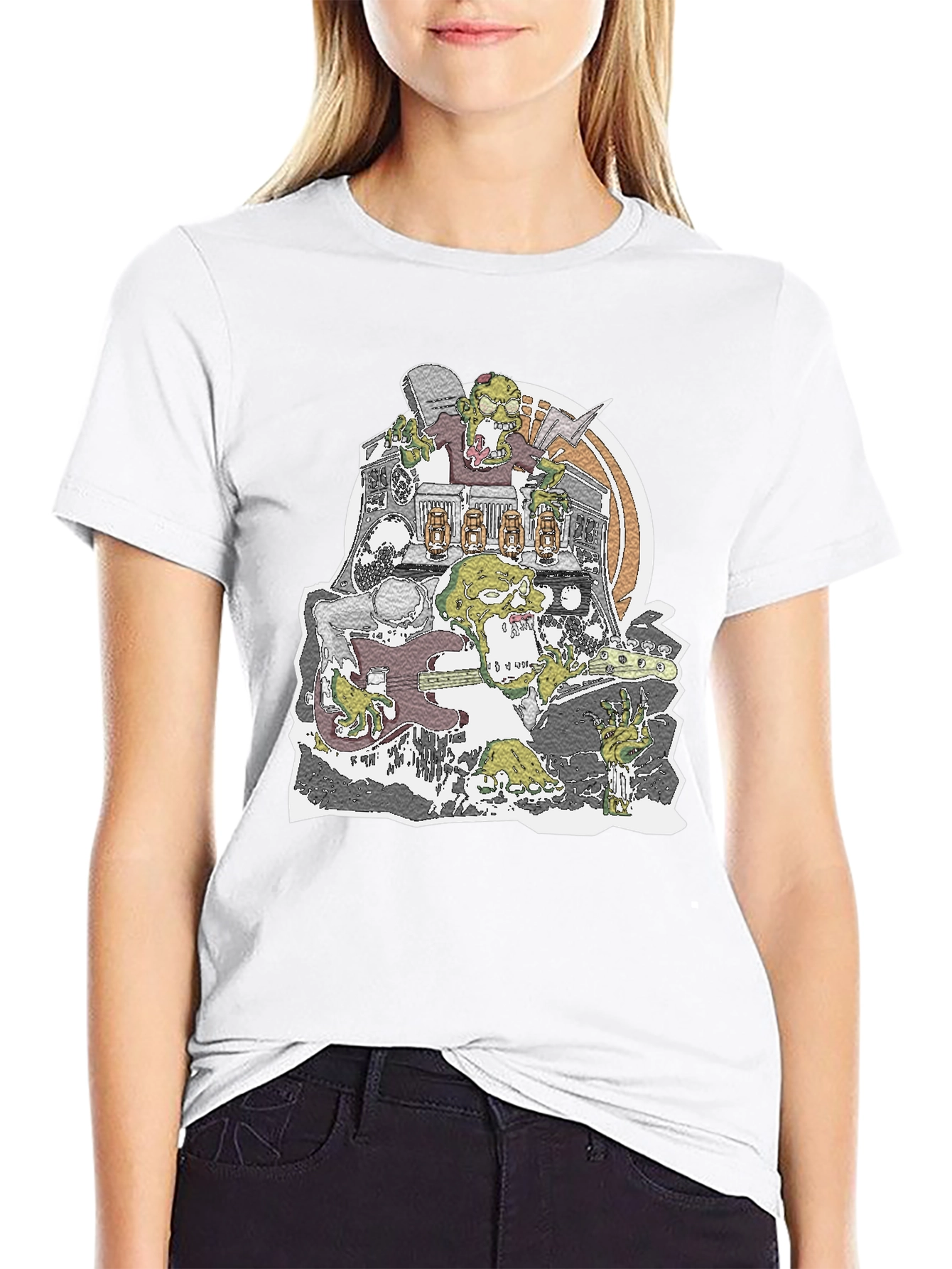 Zombie Band Graphic T-Shirt - Black Crew Neck