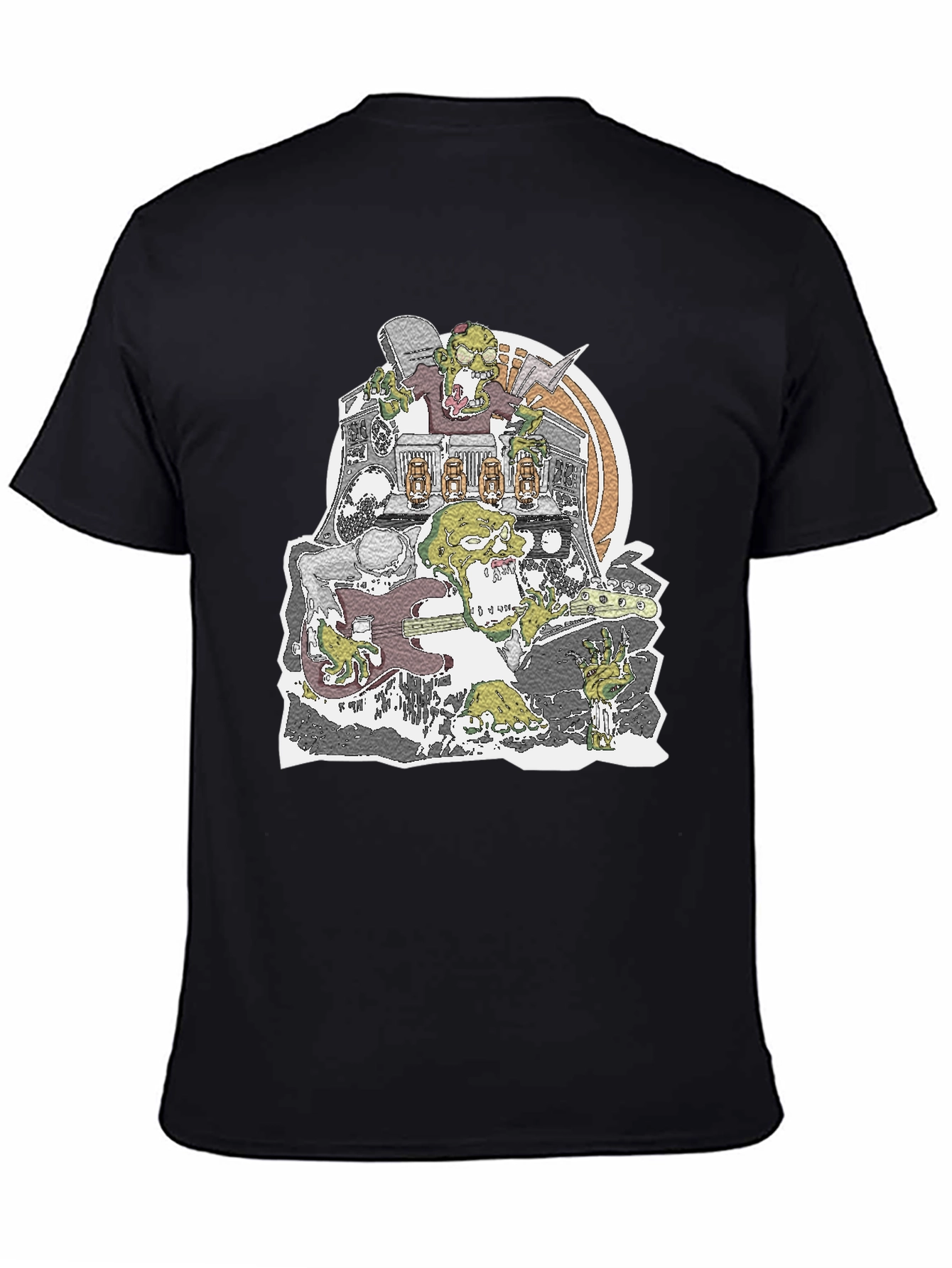 Zombie Band Graphic T-Shirt - Black Crew Neck