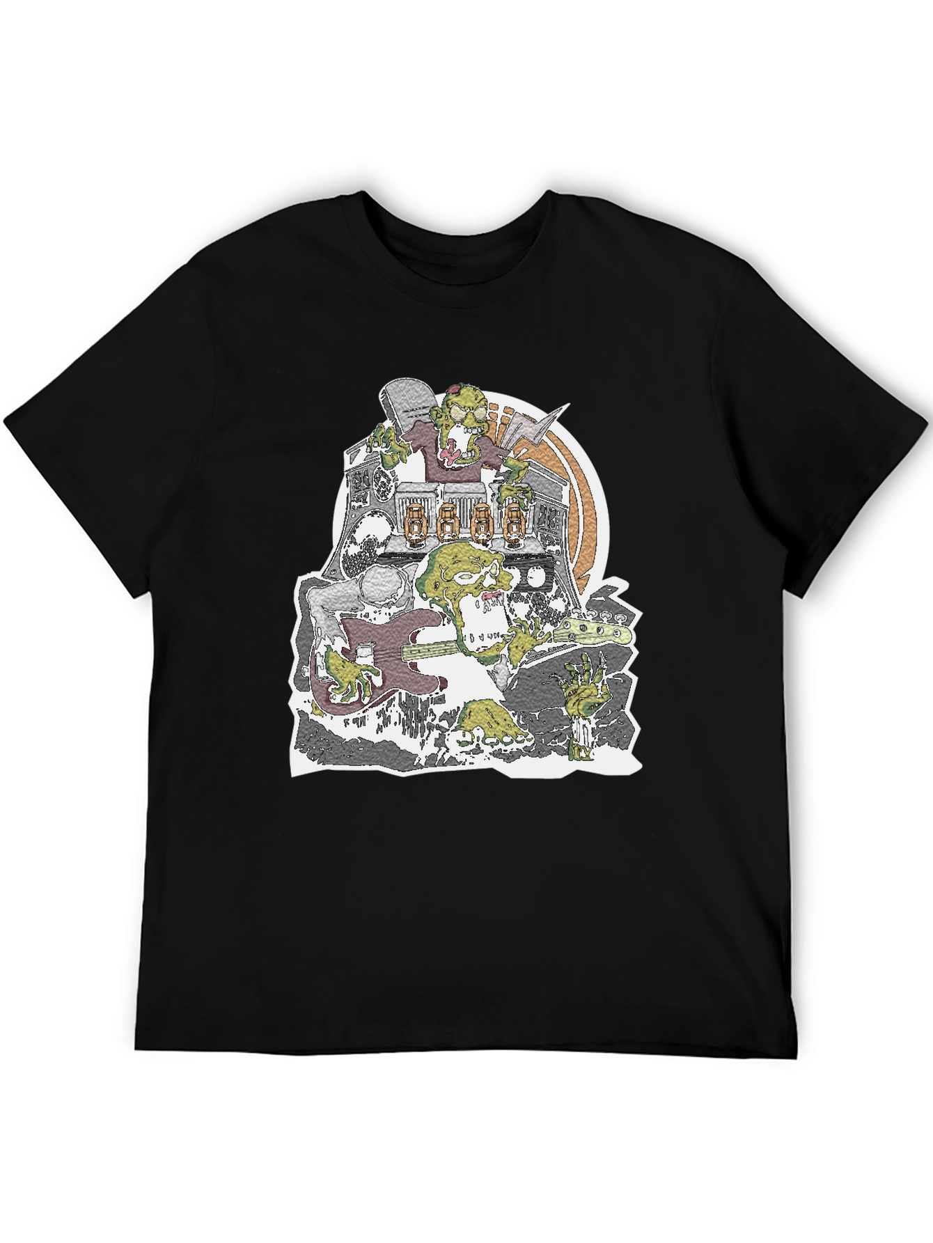 Zombie Band Graphic T-Shirt - Black Crew Neck