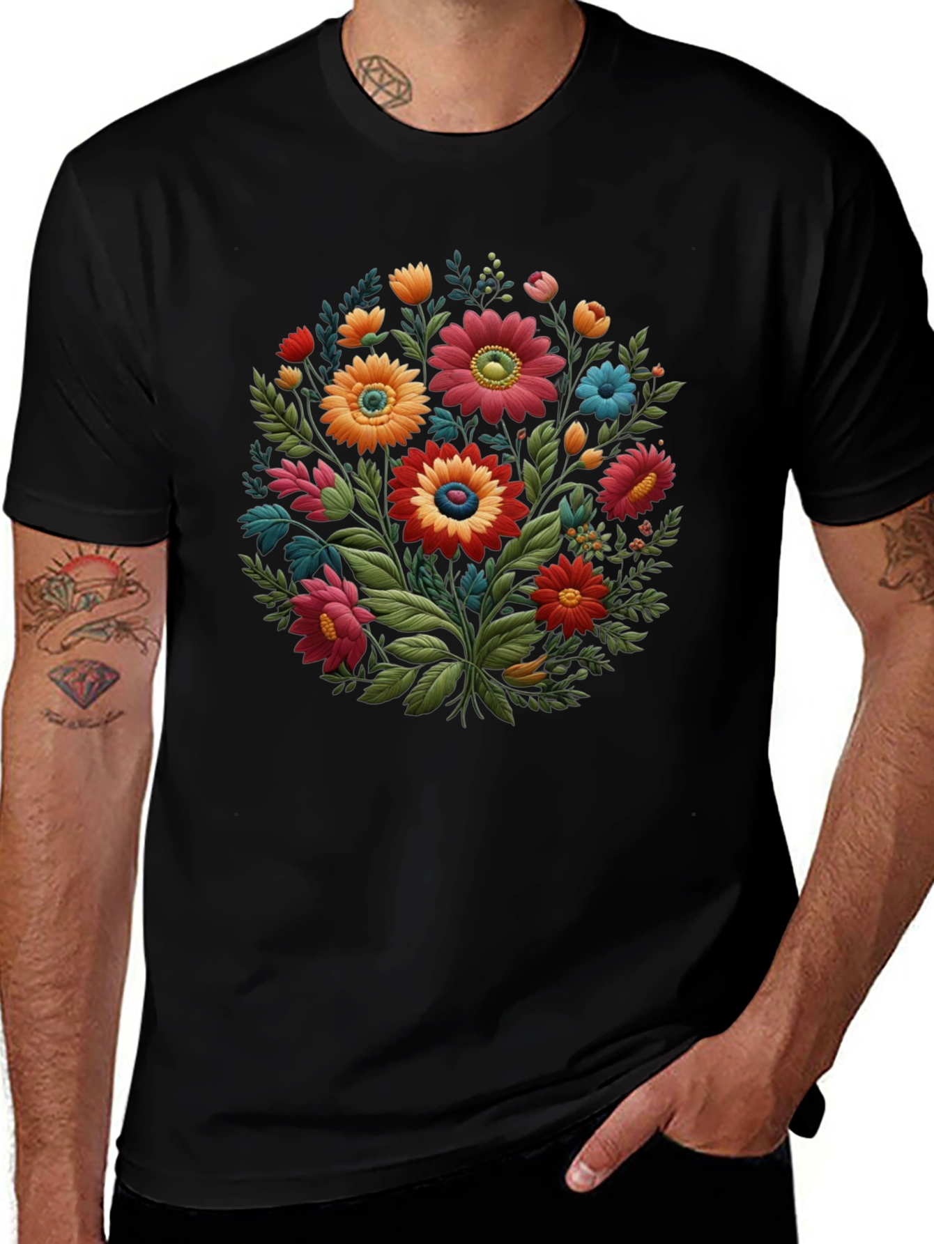 Floral Bouquet Graphic Tee - Stylish Unisex T-Shirt