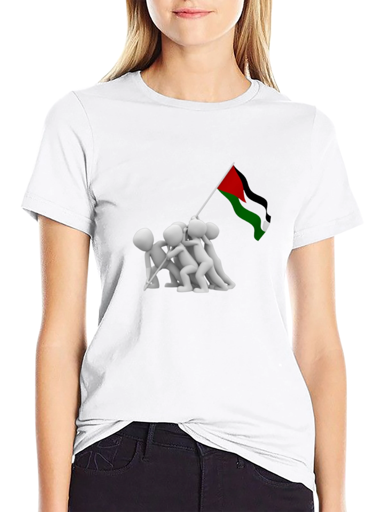 Raising Flag Graphic Tee - Black Cotton Blend