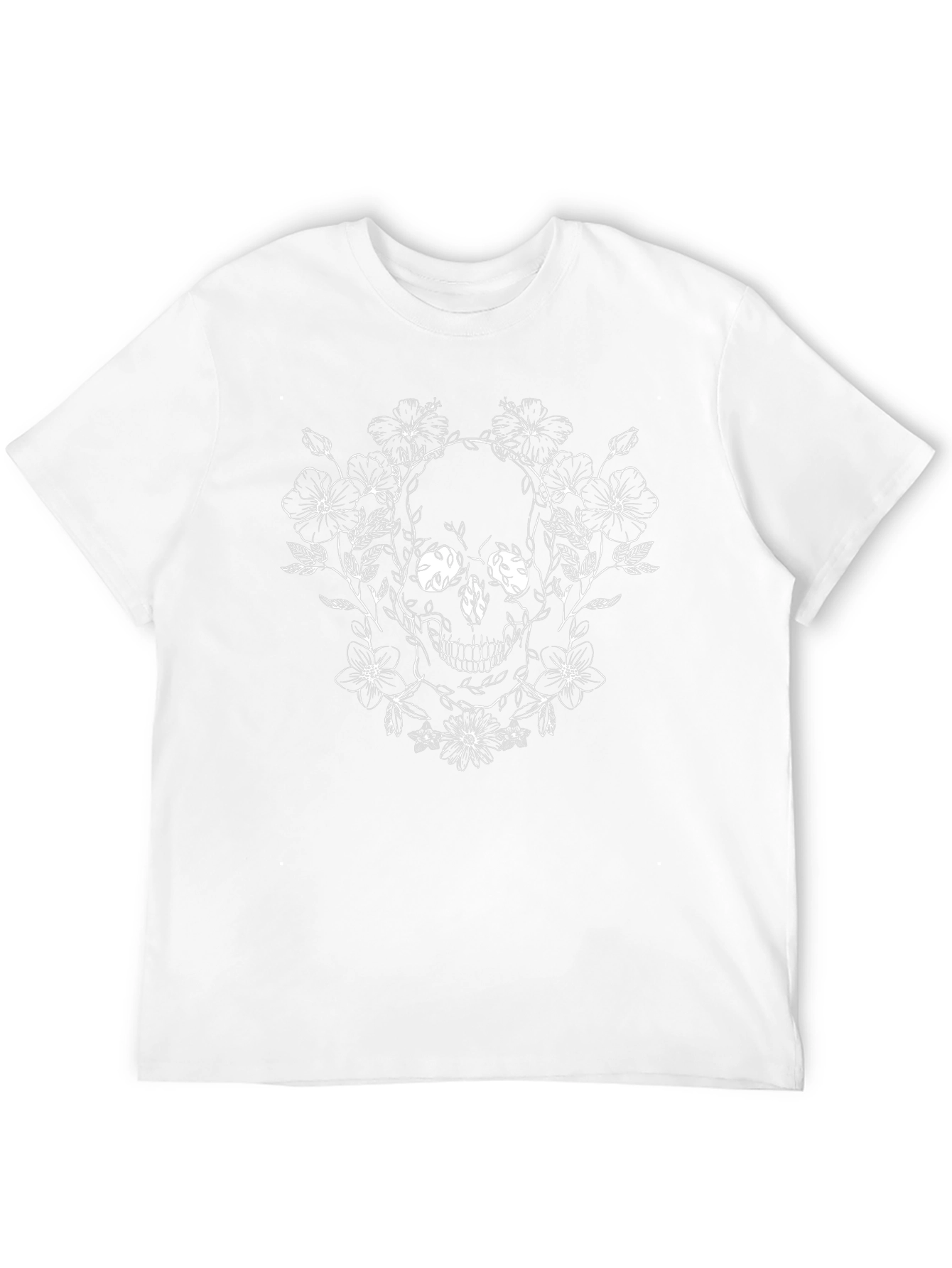 Skull & Floral Graphic Tee - Black