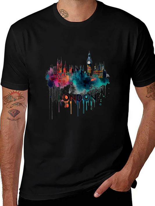 London Skyline Graphic T-Shirt - Colorful Watercolor Style