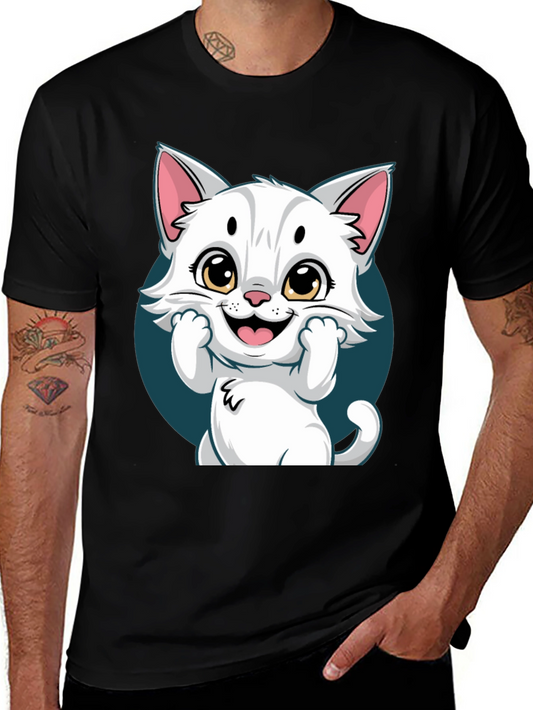 Cute Cartoon Cat Graphic T-Shirt - Unisex Tee
