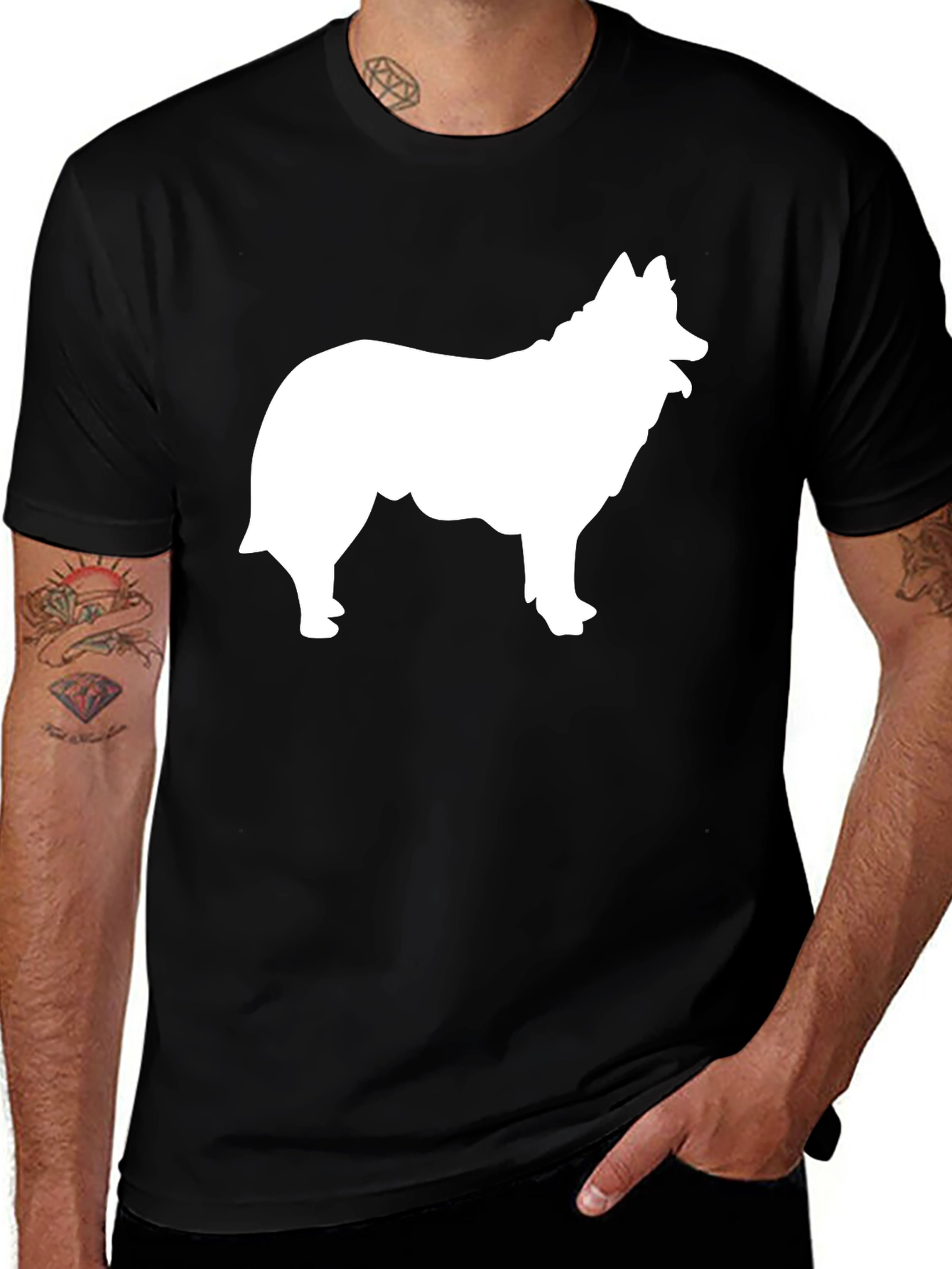 Dog Silhouette Graphic Tee - Black