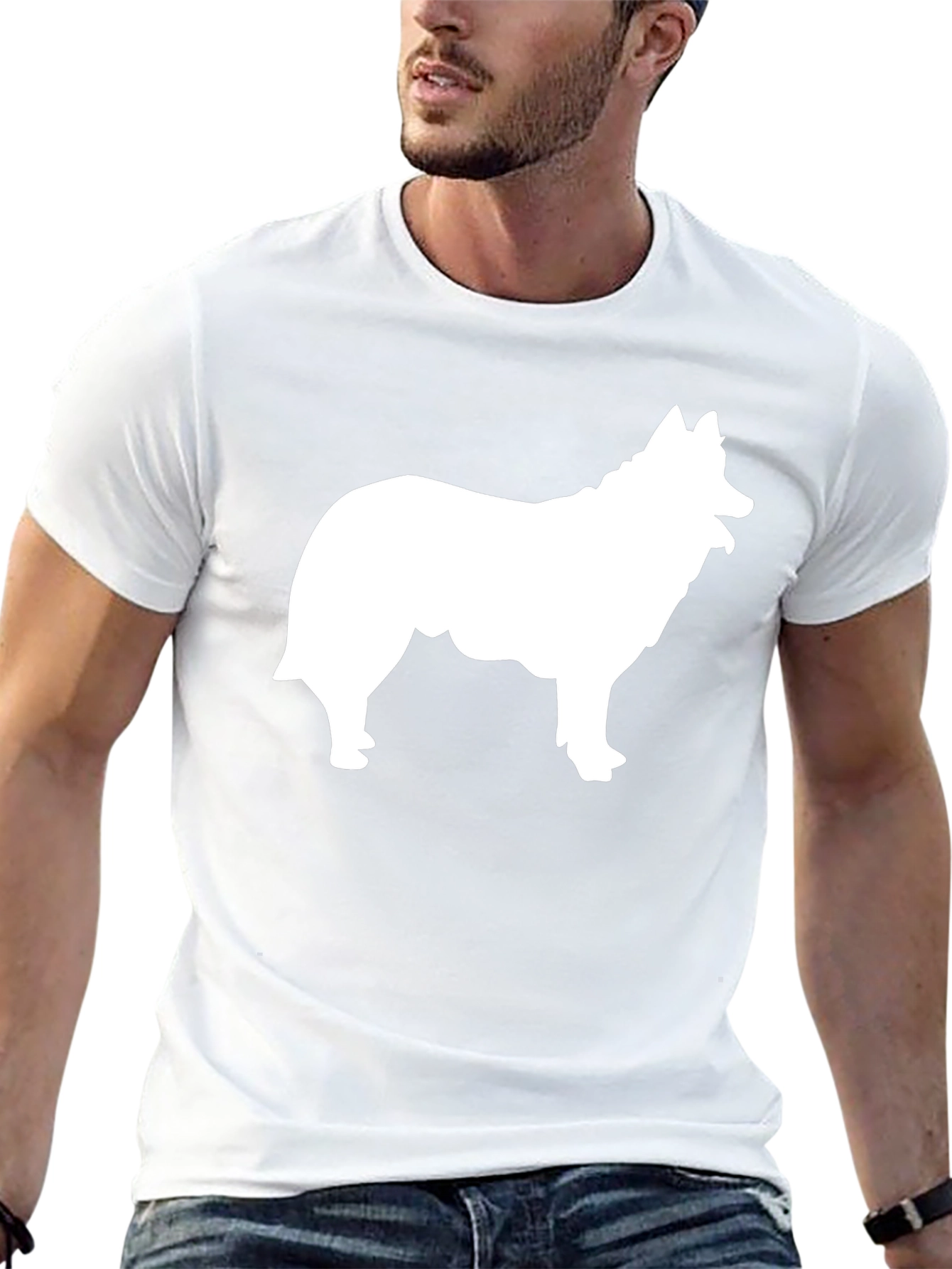 Dog Silhouette Graphic Tee - Black