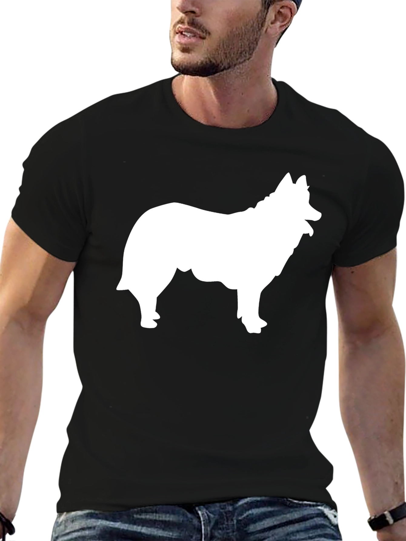 Dog Silhouette Graphic Tee - Black