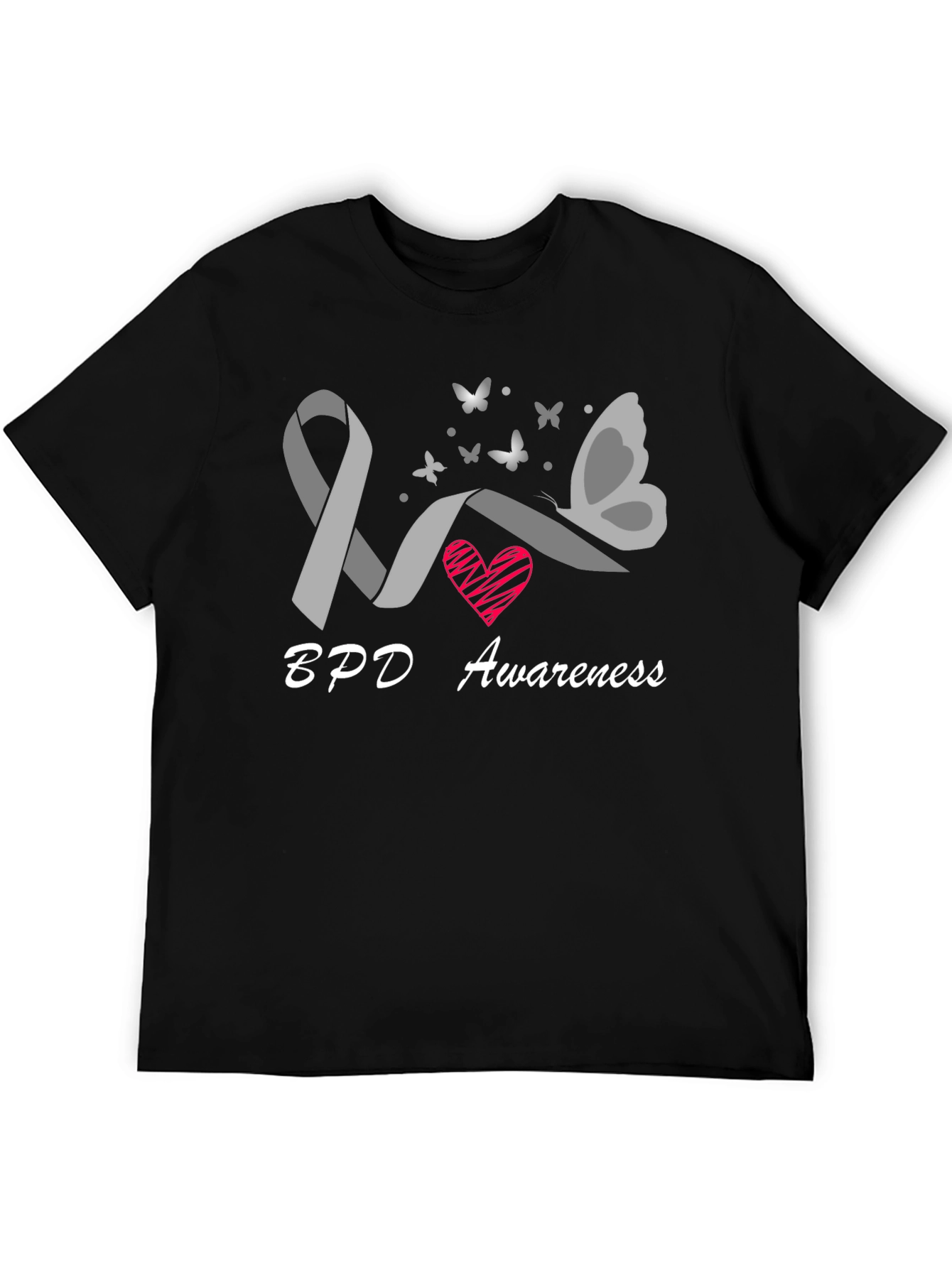 BPD Awareness Ribbon Butterfly Graphic T-Shirt