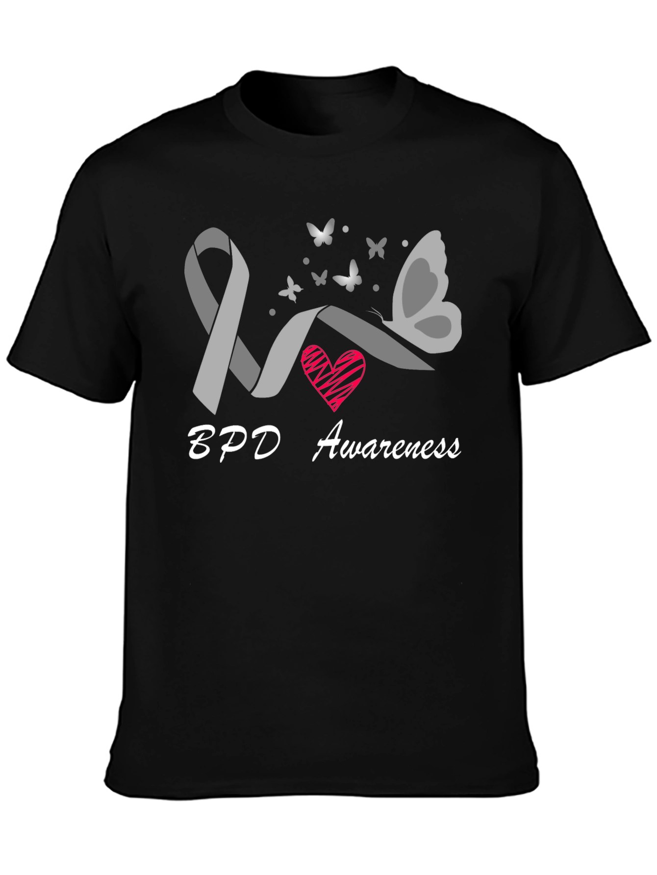 BPD Awareness Ribbon Butterfly Graphic T-Shirt
