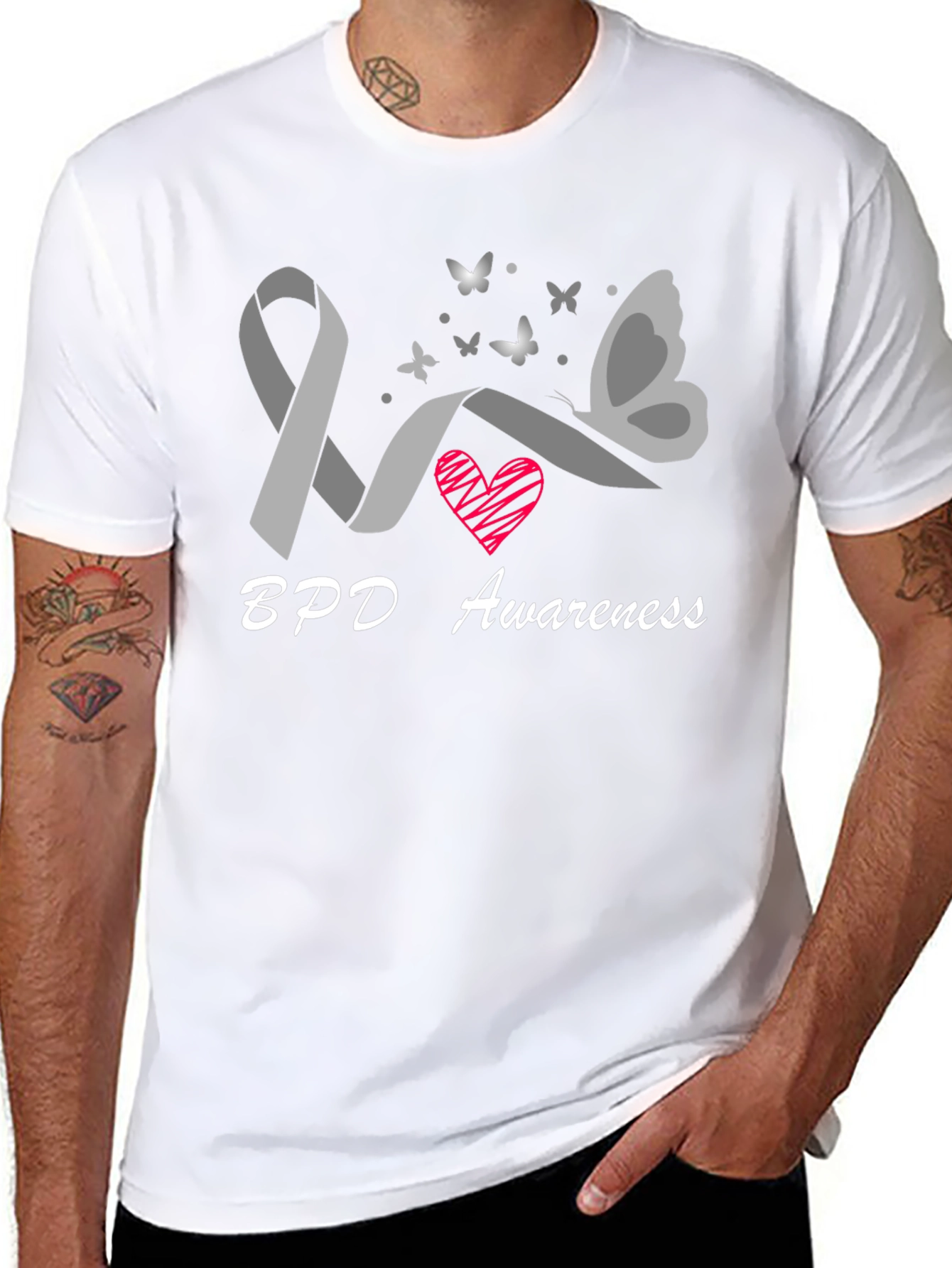 BPD Awareness Ribbon Butterfly Graphic T-Shirt