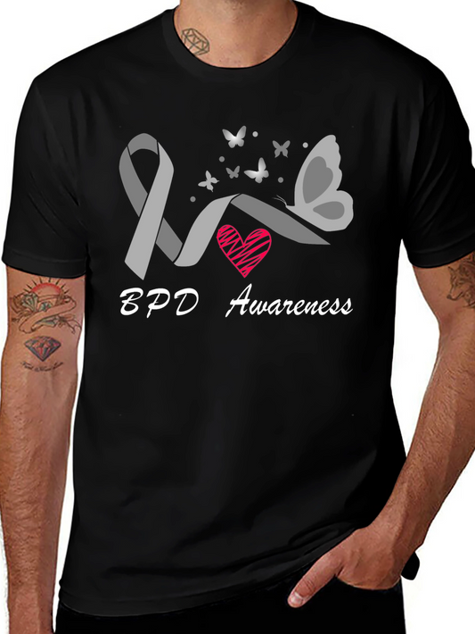 BPD Awareness Ribbon Butterfly Graphic T-Shirt