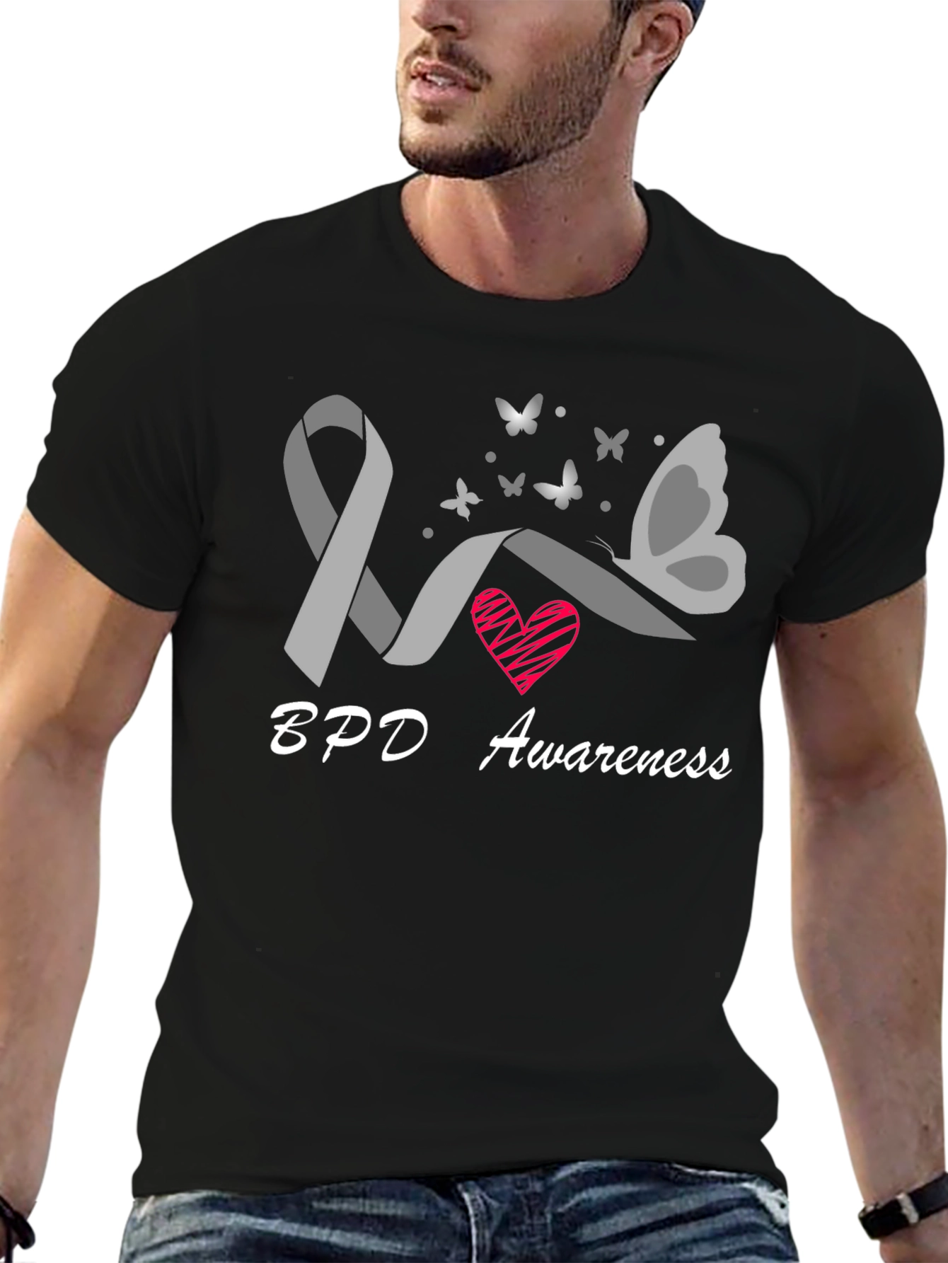 BPD Awareness Ribbon Butterfly Graphic T-Shirt