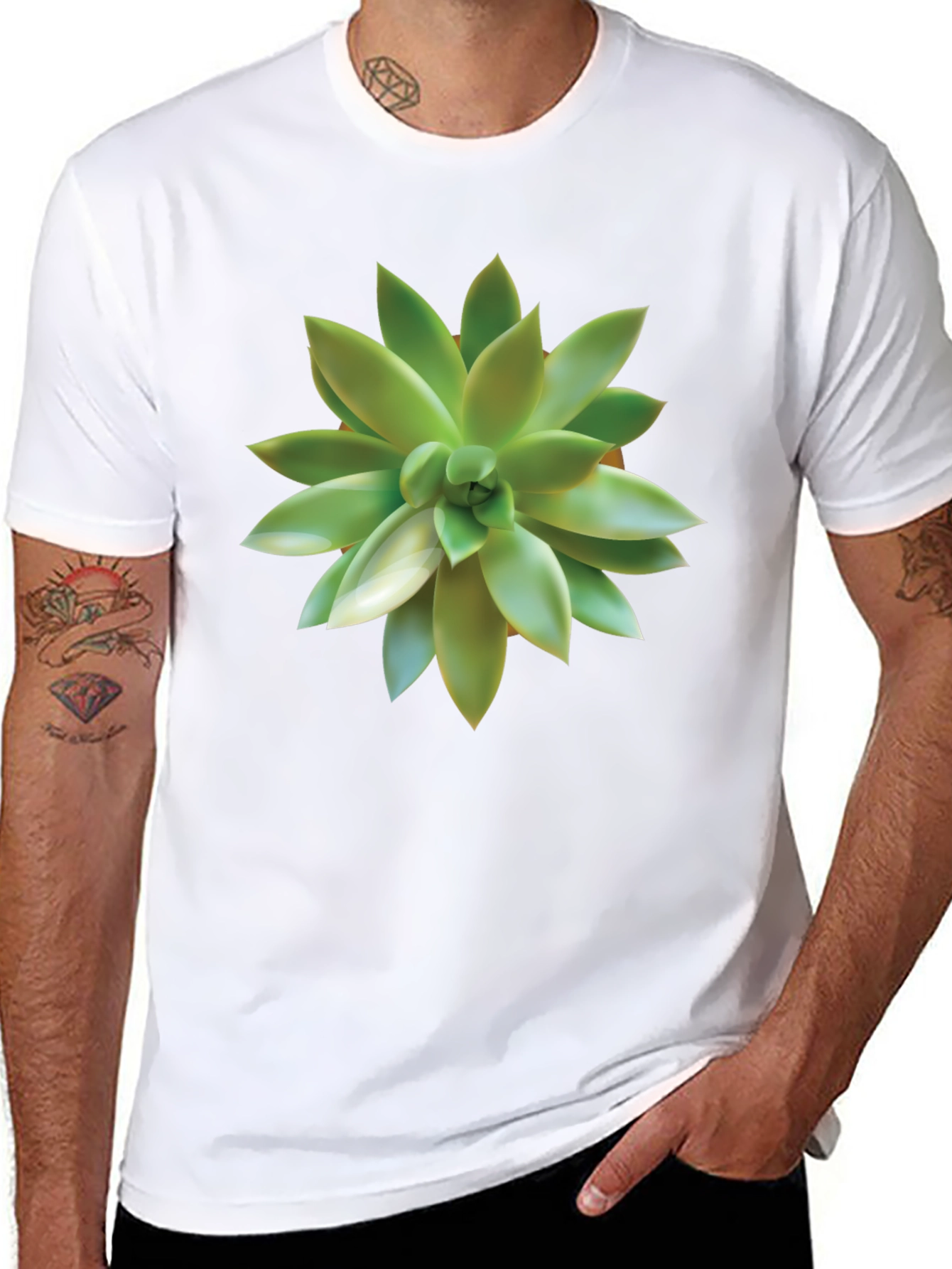 Succulent Graphic Black T-Shirt
